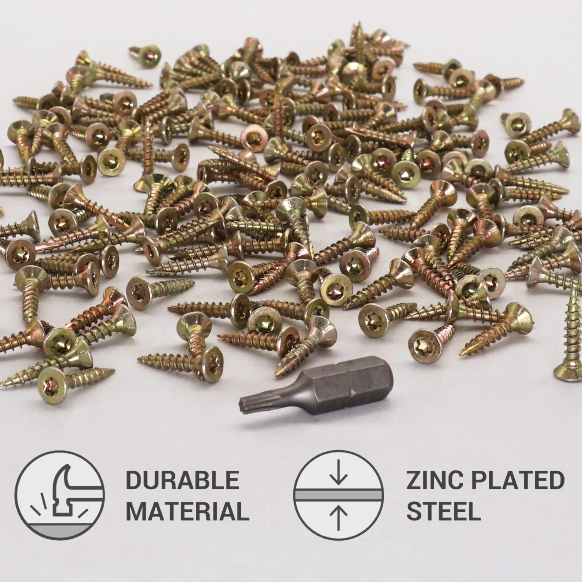 SKIR'CO (300 szt.) stal ocynkowana 3,0 x 16 mm żółte wkręty do drewna, z łbem stożkowym, z łbem Torx, typ 17, wkręty do płyt wiórowych