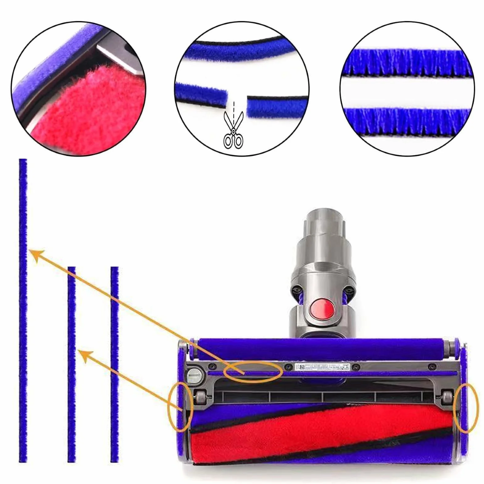 Pluszowe paski do odkurzacza Dyson V6 V7 V8 V10 V12 V15 DC58 DC59 DC62 DC72 DC74, akcesoria zamienne