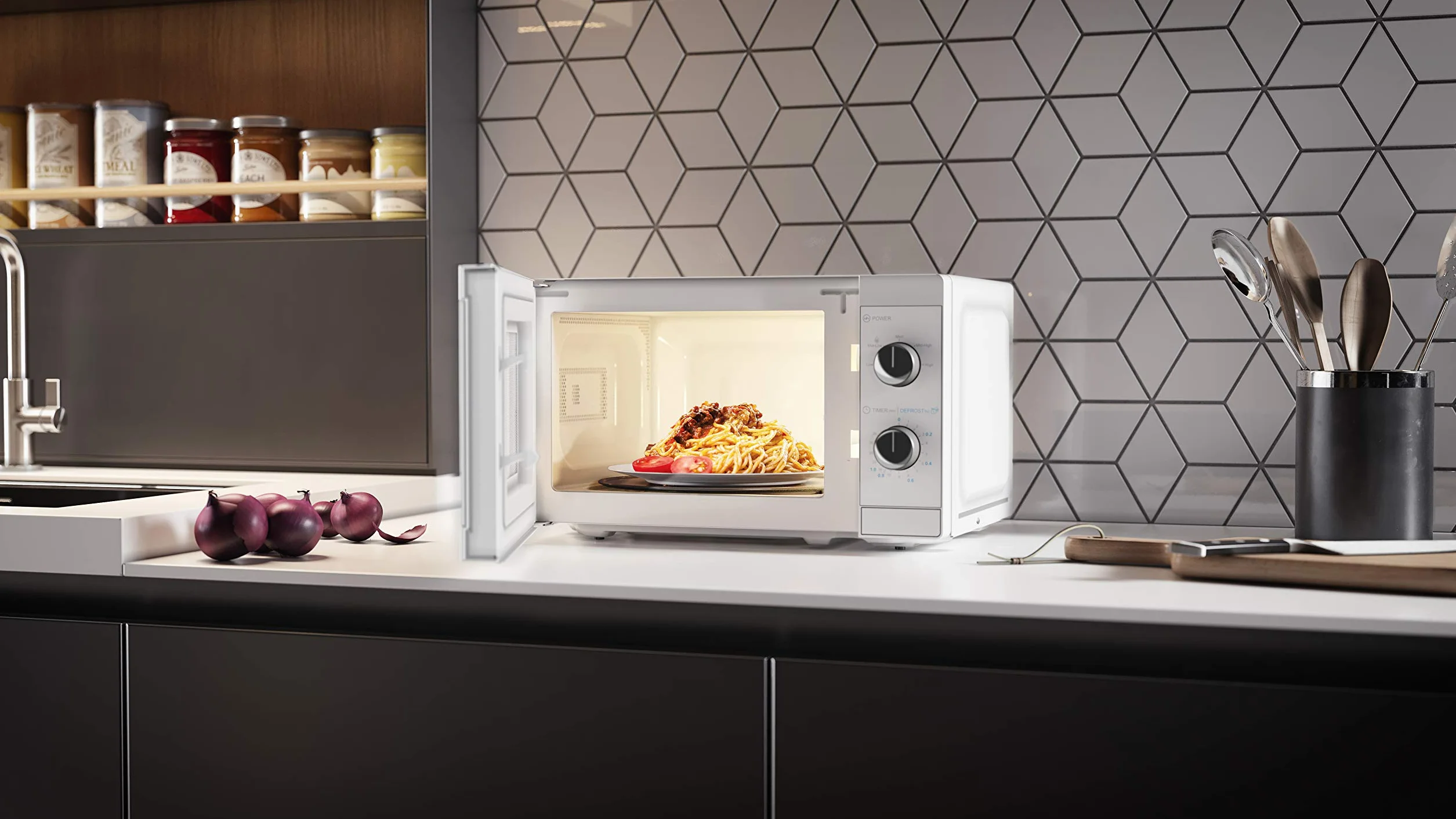 Kuchenka mikrofalowa 800 W 20 l 5 poziomów mocy sterowanie mechaniczne