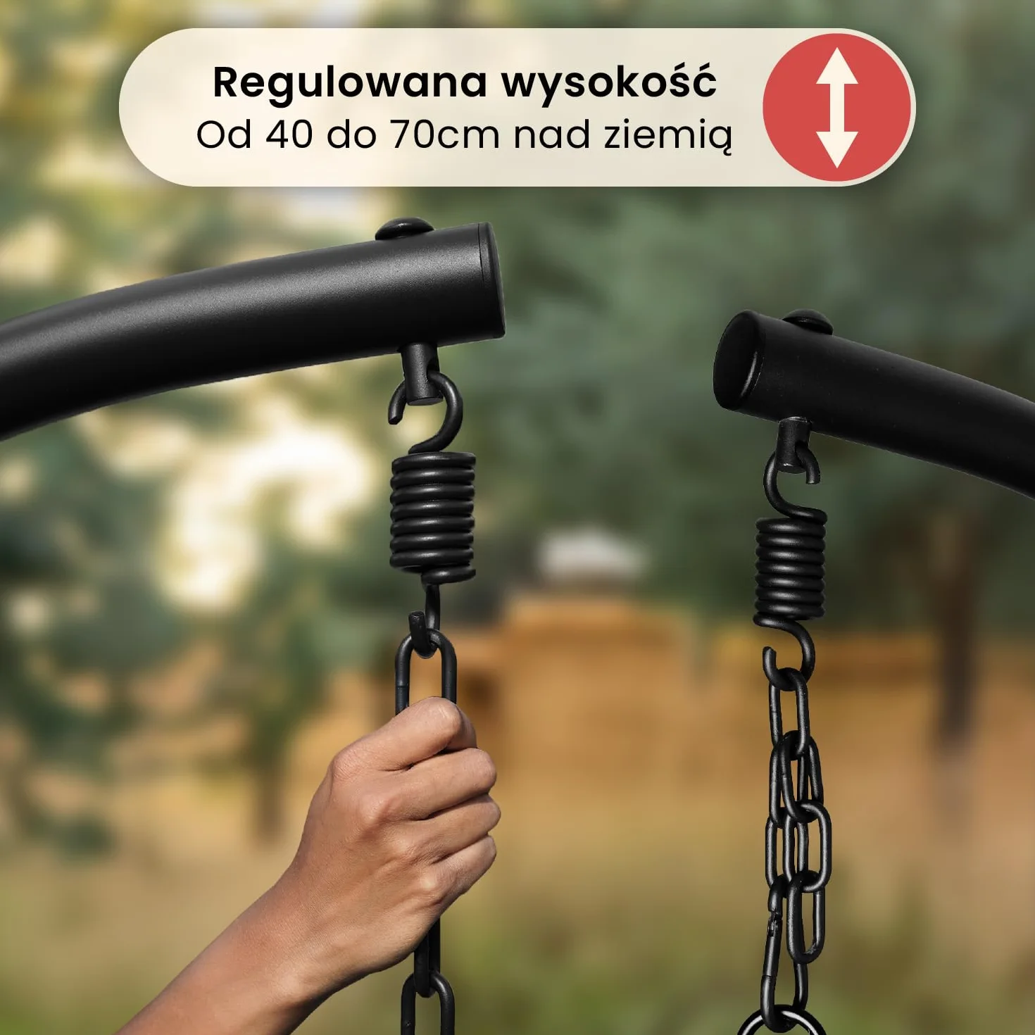 Fotel wiszący Swoods XXL Egg - Fotel wiszący ze stojakiem - Do wnętrz i na zewnątrz - Zawiera poduszki - Odporny na warunki atmosferyczne - Fotel Egg - do 150 kg (Ciemnoszary)
