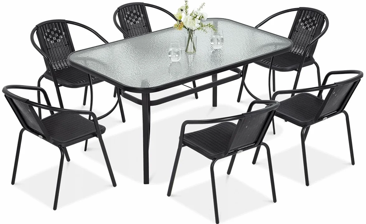 Zestaw Mebli Jadalnianych Focus Garden Ogrodowych Simple Stół 150x90cm 6x Krzesło Grafit 1 szt