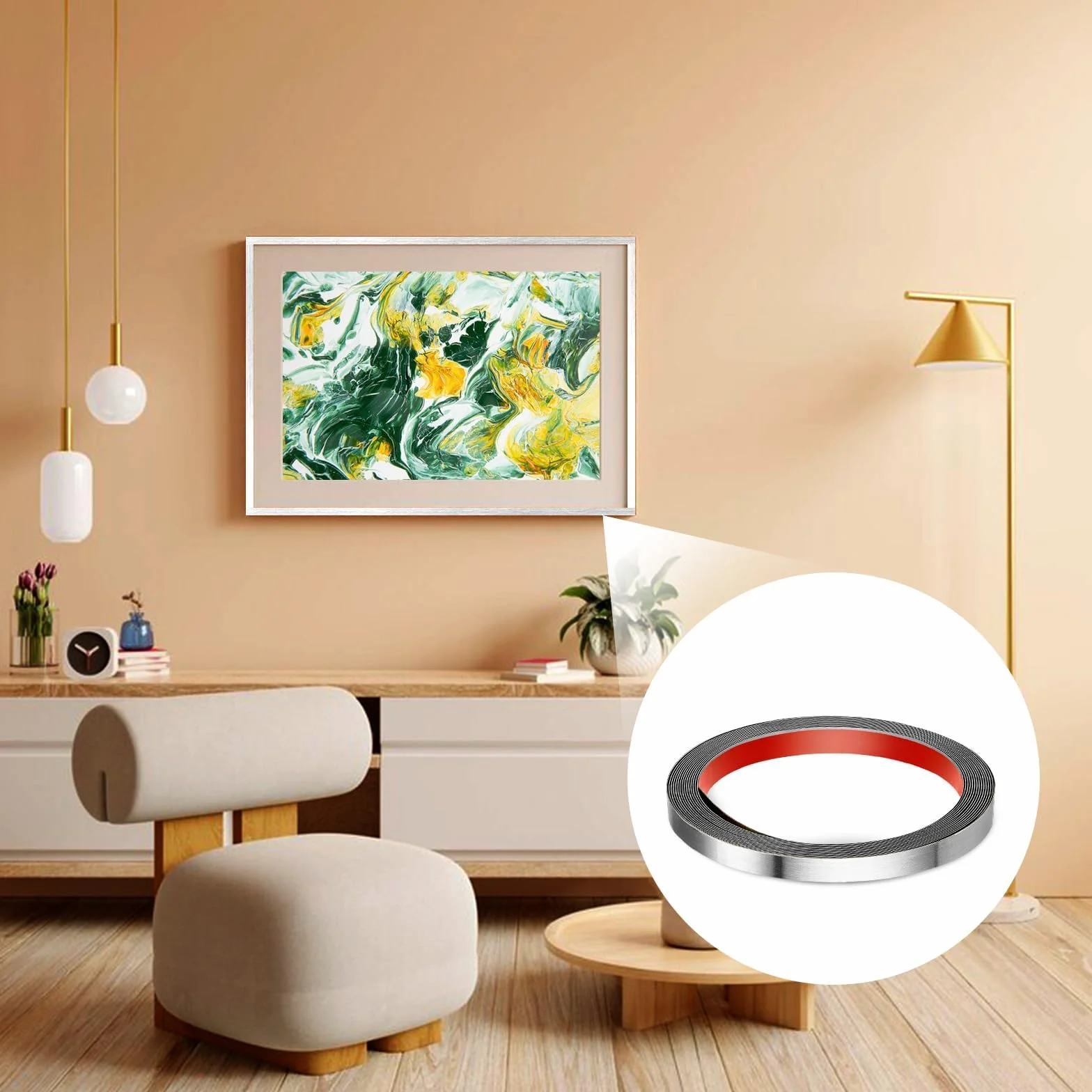 Listwa ozdobna srebrna z taśmy ze stali nierdzewnej, samoprzylepna 6M X 10MM, metalowa taśma, listwy ozdobne samoprzylepne, blacha do oderwania i naklejenia, wodoodporna na ścianę, drzwi, meble, ramki
