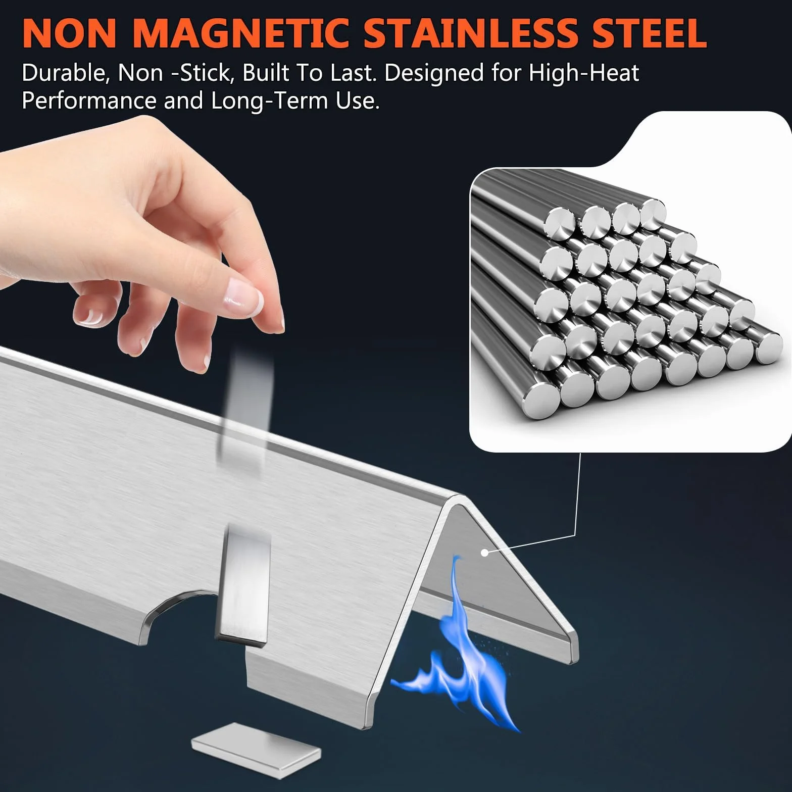QuliMetal Pręty smakowe 43.4 cm do Weber Genesis II/LX 300 Series II E-310, II E-330, II E-335, II S-335, II LX S/E-340 (2017 i nowsze), płyty grzewcze do Weber 66032/66795, 17GA