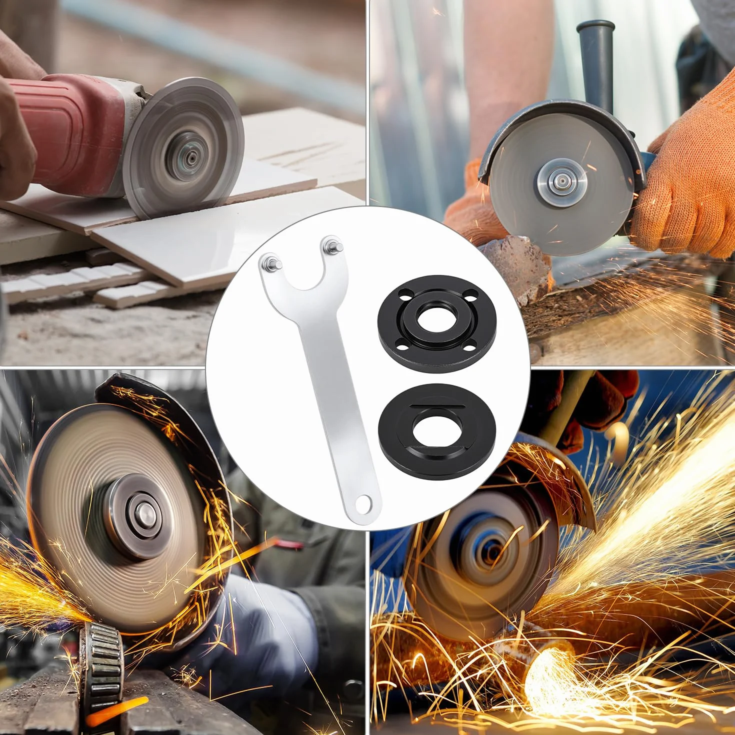 QWORK® Szlifierka kątowa zestaw kluczy kołnierzowych i kołnierzowych do uniwersalnej szlifierki kątowej 125 mm