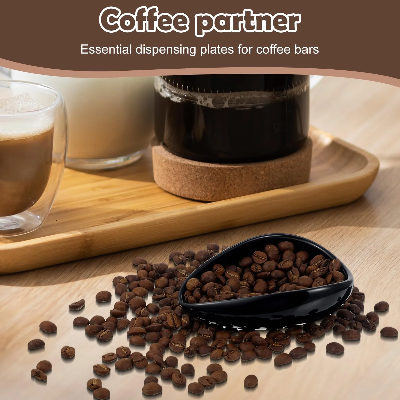 Czarny ceramiczny miernik do ziaren kawy, pojemnik na pojedynczą porcję, akcesoria do espresso i herbaty