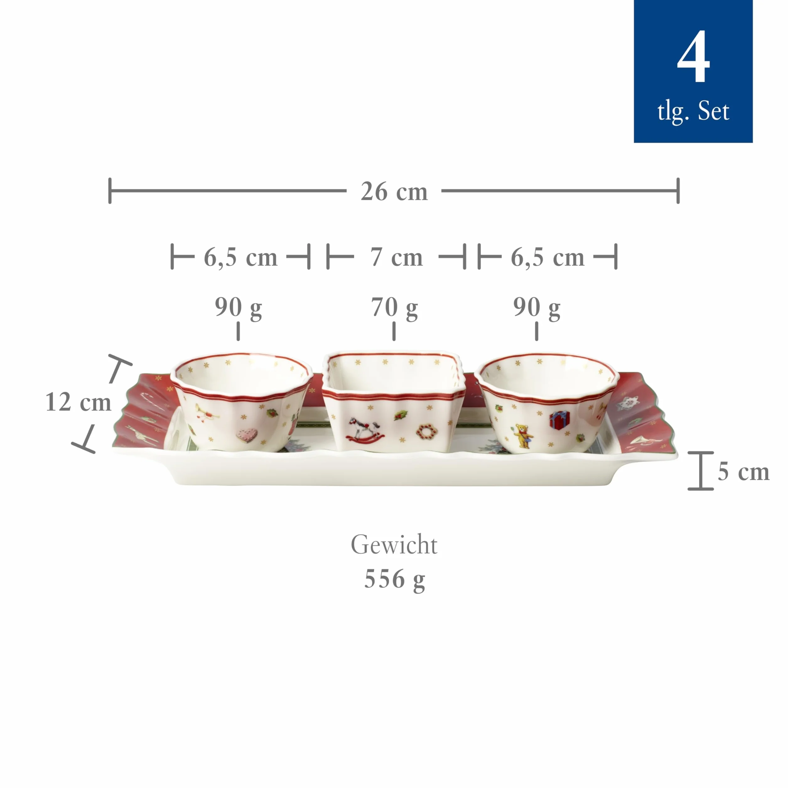 Villeroy & Boch Toy'S Delight Zestaw Naczyń do Serwowania Biały Czerwony 4 Elementy
