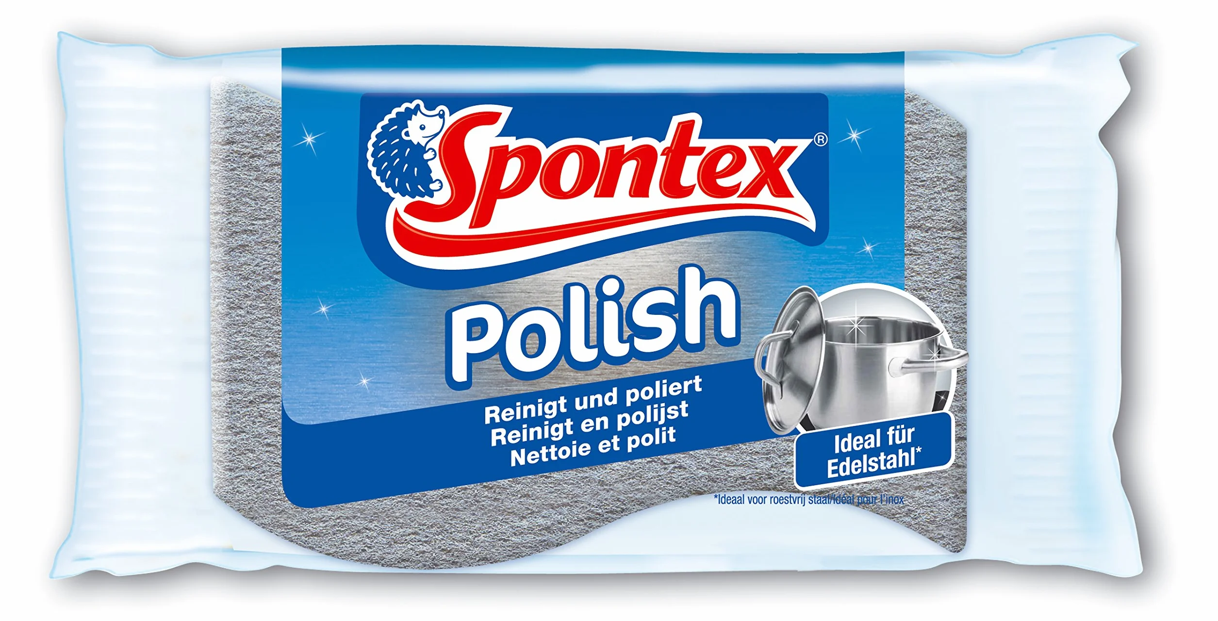 Spontex Politura ze stali nierdzewnej, gąbka do szorowania, idealna do garnków ze stali nierdzewnej, 1 szt