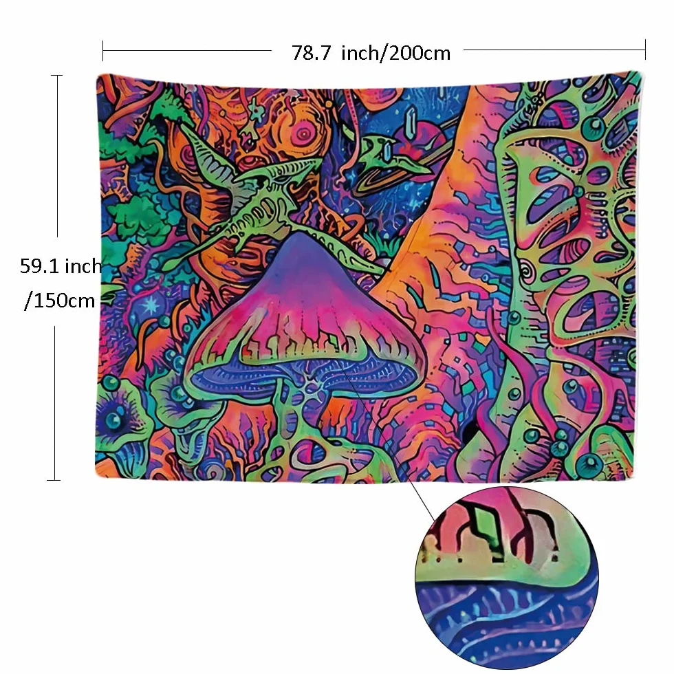Ulticool - Dekoracyjna dekoracja ścienna do sypialni - neonowa psychodeliczna, 200 x 150 cm duża - tapeta - estetyczna tapeta ścienna - dekoracja panoramiczna