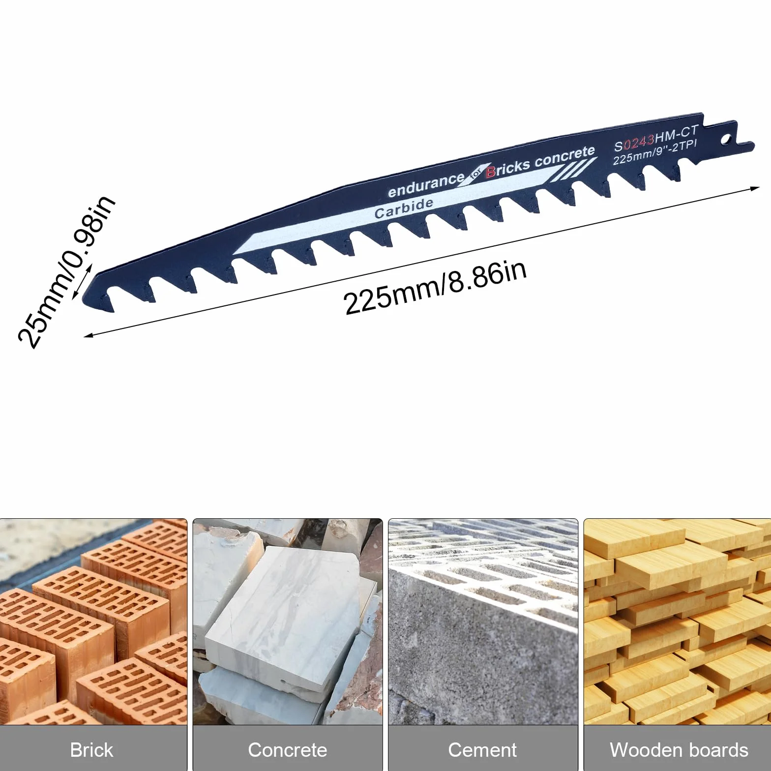 Brzeszczoty do piła szablastej, z twardego metalu do szablasty drewna, metalu, kamienia, betonu, cegły, kompatybilne z Einhell, Bosch, Makita