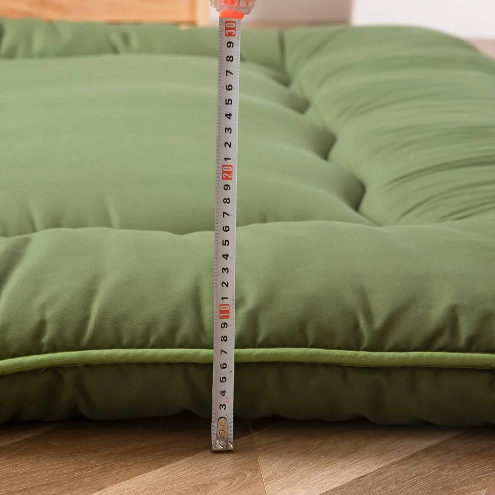 MAXYOYO Japoński materac podłogowy futon, pogrubiony, mata tatami, podkładka do spania, składany, zwijany, do sypialni, zielony, podwójny
