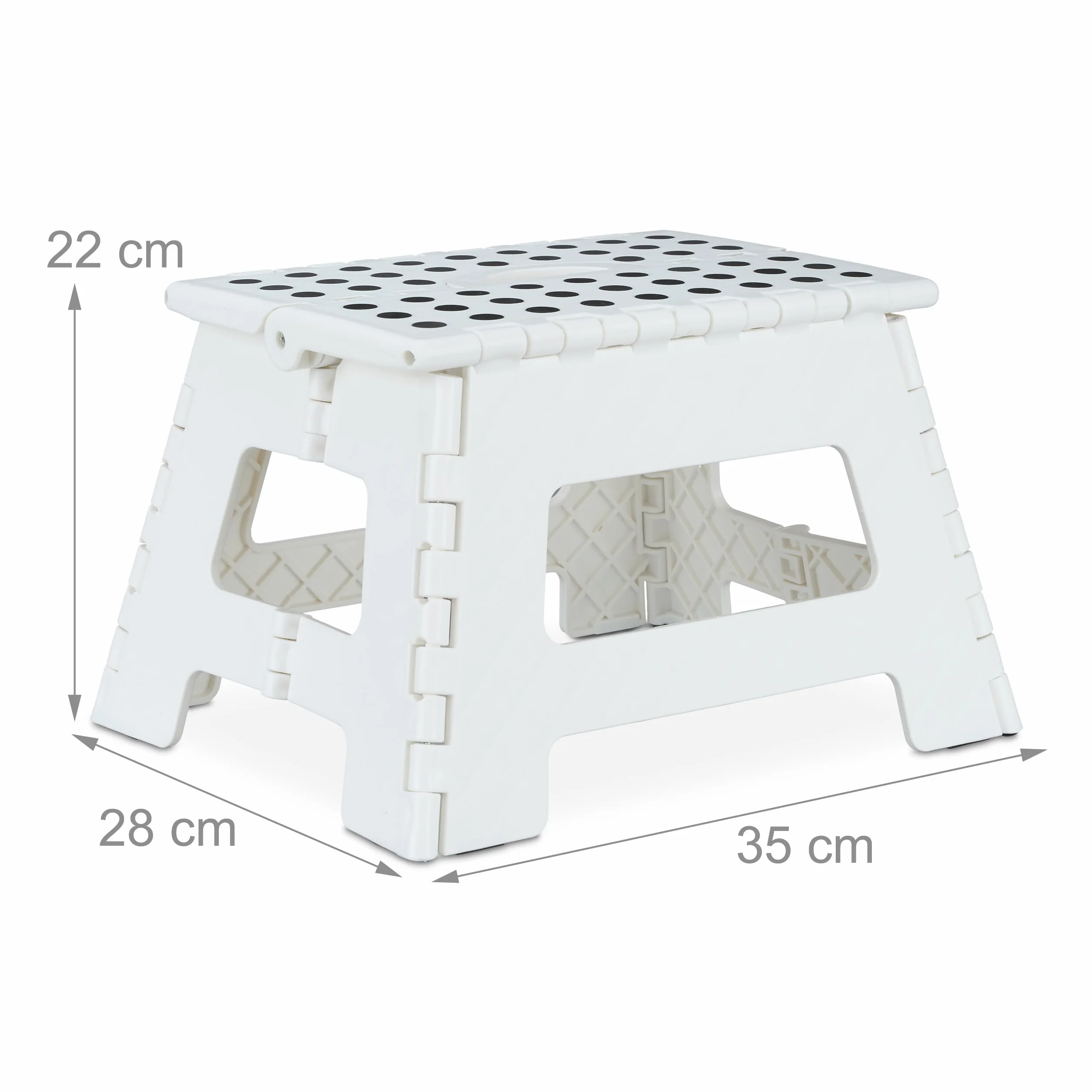 Relaxdays Składany Taboret, Tworzywo Sztuczne, Biały, 22 cm