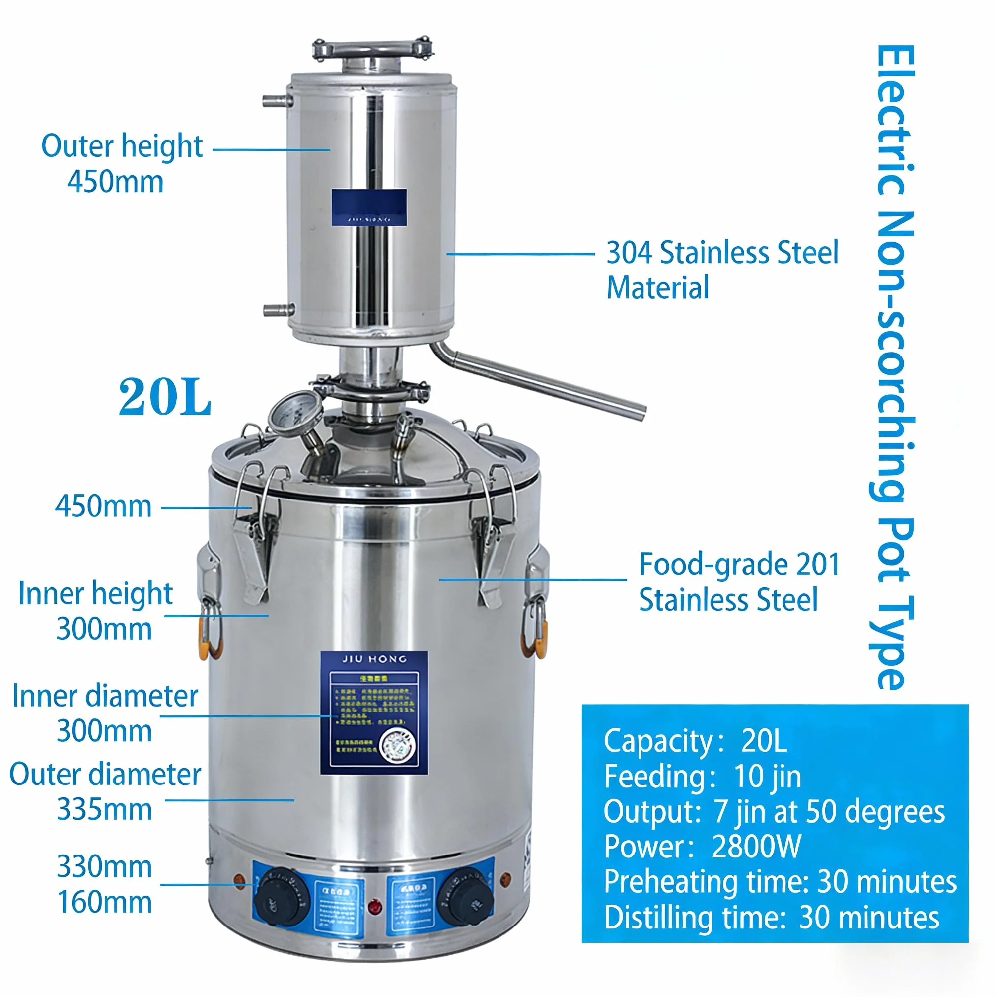 Automatyczny destylator alkoholu z regulacją temperatury - zestaw do domowego warzenia whisky i olejków eterycznych (20L) - idealny do fermentacji i destylacji