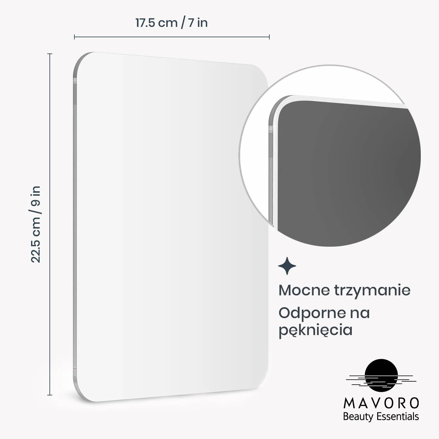 Mavoro Magnetyczne Lustro do Skrytki | Akrylowe Lustro 17,5 x 22,5 cm - Niezniszczalne Lustro | Eleganckie Lustro Bez Ramy | Bezpieczne Lustro Dla Dzieci Bez Szkła (1 opakowanie)