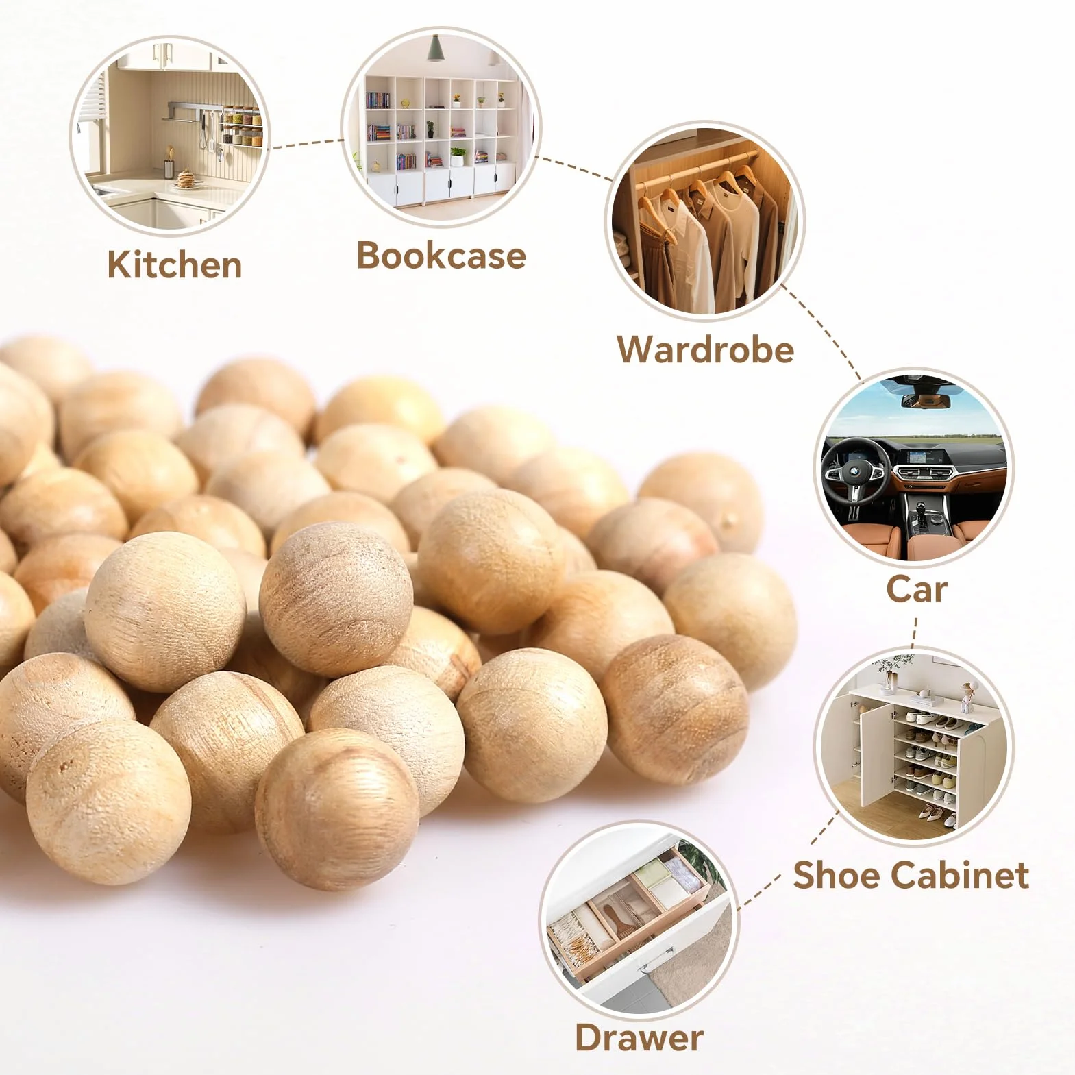 50 sztuk naturalnej ochrony przed molami z drewna cedrowego, kulek zapachowych, motylek do szafy na ubrania przeciwko molom (50, 2,5 cm)