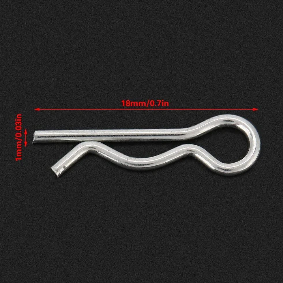 1*18Mm Typ R Zawleczka R Klipy 1Mm, Małe Klipsy R Klipsy ze Stali Nierdzewnej Ocynkowane Kołki Ustalające Spinki Sprężynowe Szpilka do Włosów