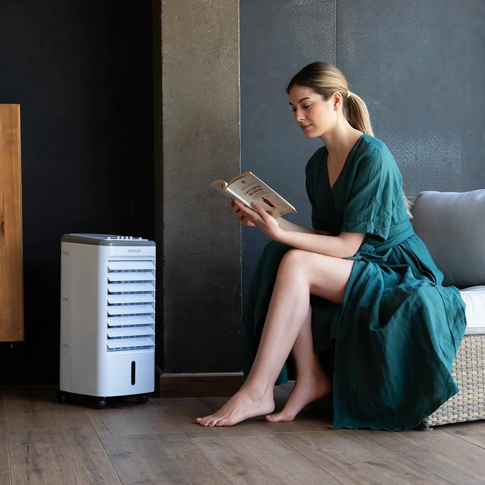 Cecotec Klimatyzator Ewaporacyjny EnergySilence 3500 Cool Compact. 65 W, zbiornik 3,5 l, 3 prędkości, oscylacja 70º, wielokierunkowe kółka, zawiera 2 chłodnice
