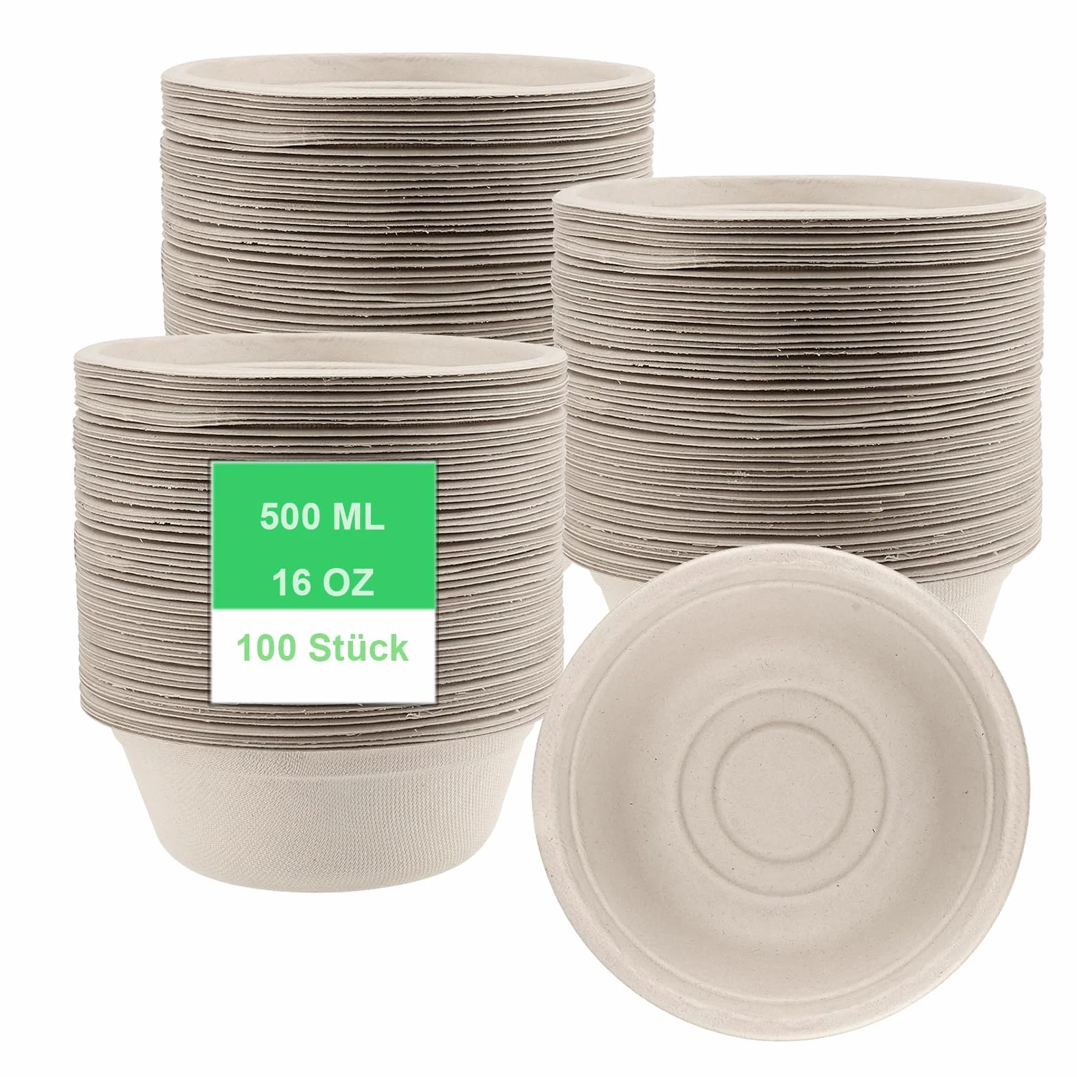 100 sztuk jednorazowych miseczek do zupy, 500 ml, okr?g?e miseczki kartonowe, jednorazowe, br?zowe, z trzciny cukrowej, miski na zup?, na imprez?, urodziny, kemping, imprez? grillow? i ?wi?to