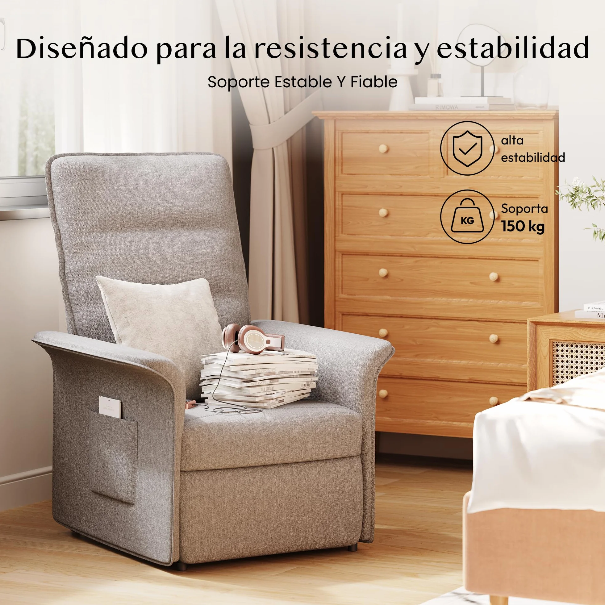 FLEXISPOT X1 Elektryczny fotel relaksacyjny (82 x 77 x 104 cm), regulowane oparcie 105°-155°, fotel do leżenia, ergonomiczny do sypialni i salonu