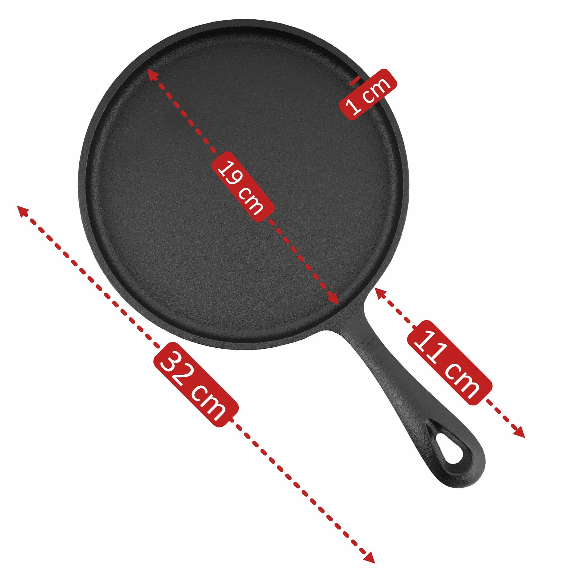 BBQ-Toro Patelnia do naleśników z żeliwa, Ø 19 cm, okrągła, patelnia do naleśników, patelnia do palatjambonu, patelnia do jajek, tortilla
