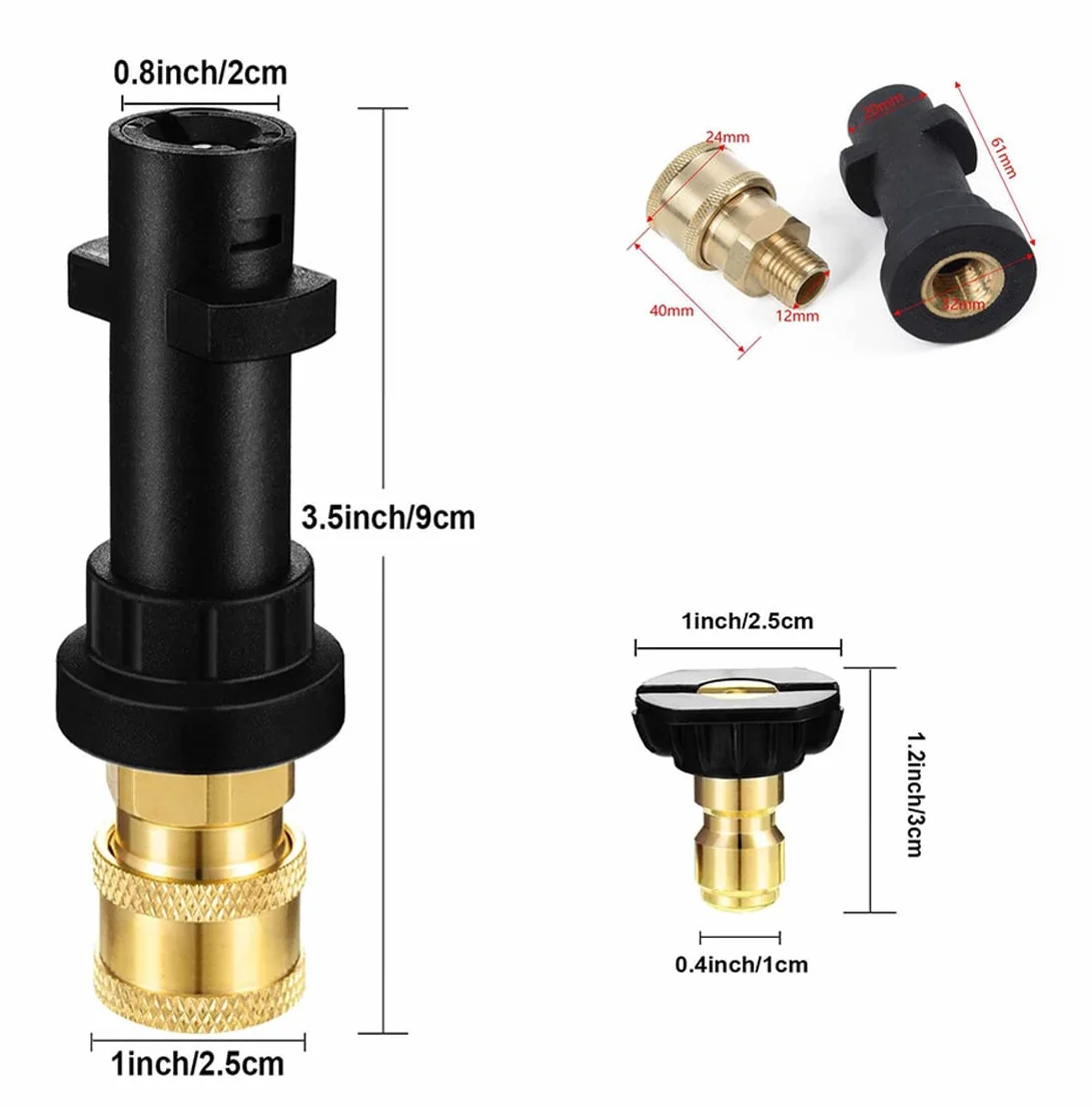 Wysokociśnieniowa Adapter Pistoletu do Myjki Ciśnieniowej 1/4", K2 K3 K4 K5 K6 K7, Szybkozłączka żeńska, z 5 Końcówkami Dysz