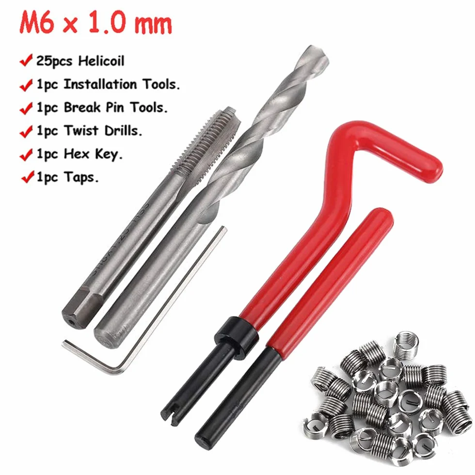 Zestaw naprawczy do gwintów ze stali nierdzewnej, zestaw do naprawy gwintów (M6 x 1,0 mm)