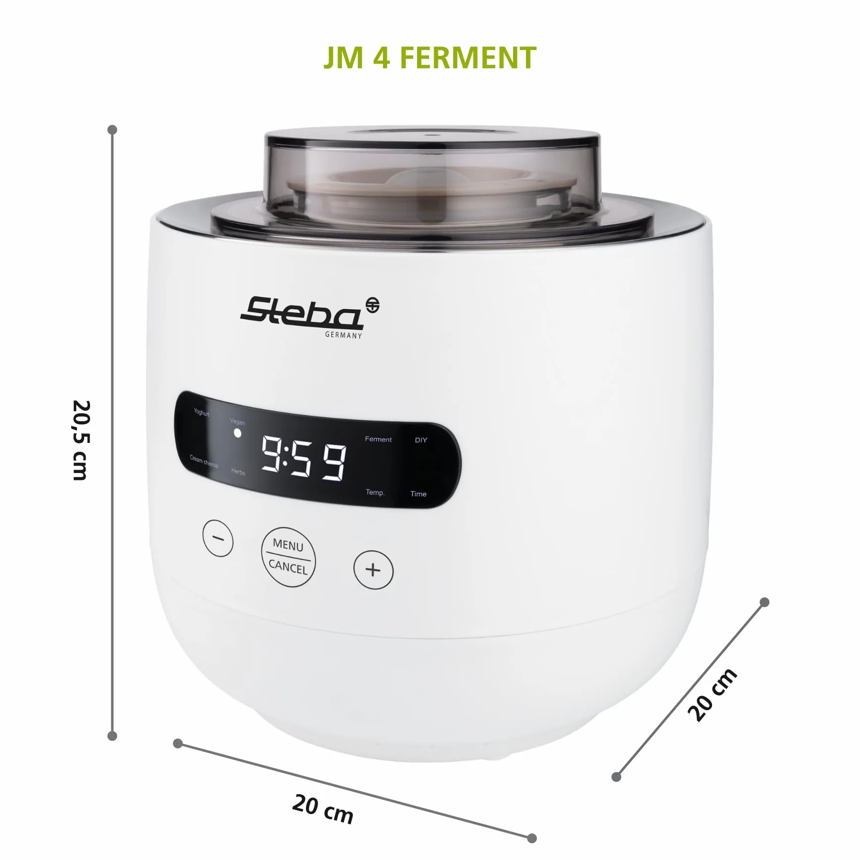 Steba JM 4 urządzenie do robienia jogurtów, 1 szklanka do jogurtu o pojemności 2 l, 1 szklanka do jogurtu o pojemności 1,3 l, 5 automatycznych programów, łatwe czyszczenie,