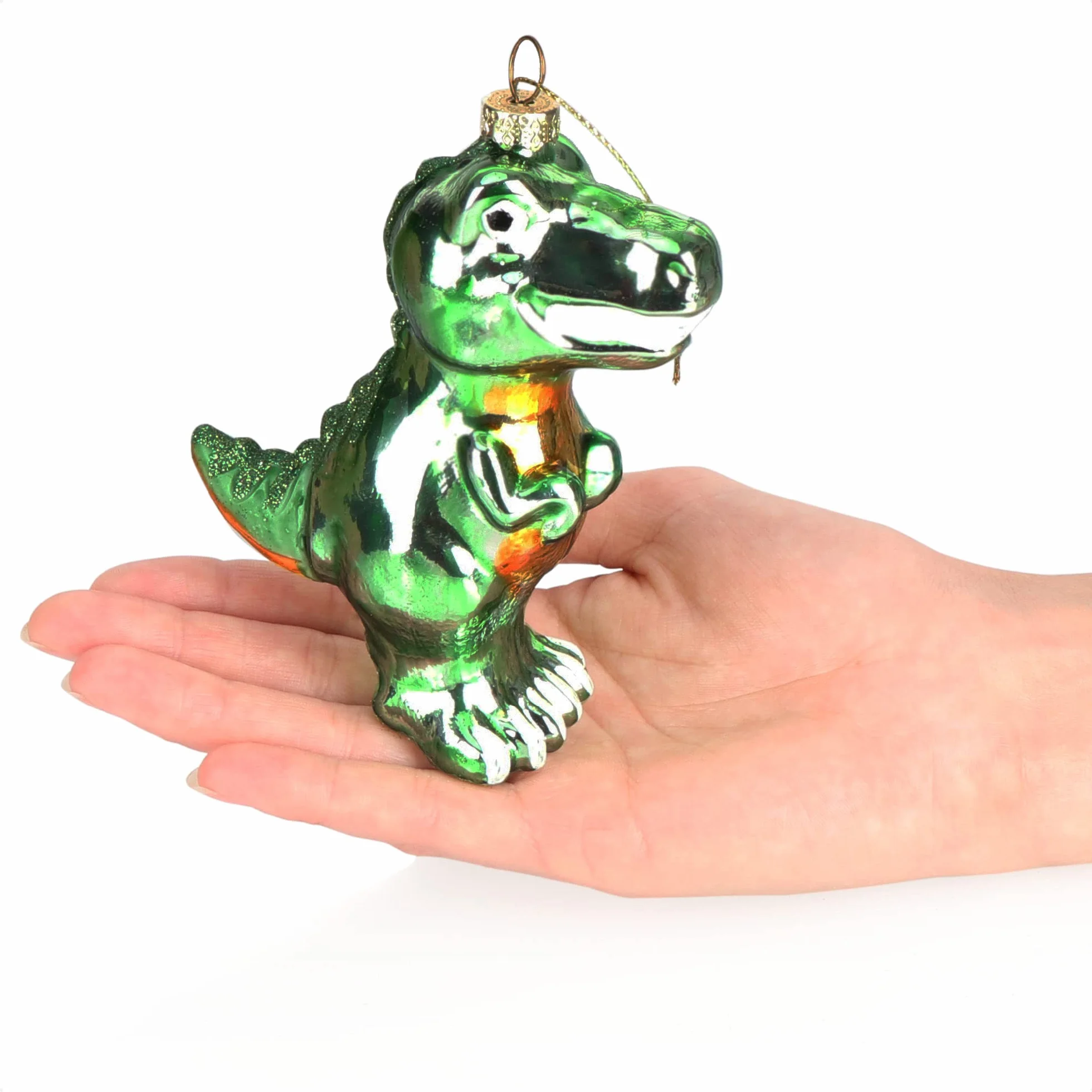 COM-FOUR® 3x ozdoby choinkowe premium - dekoracyjne szklane dinozaury - bombki choinkowe jako ozdoby swiateczne - zawieszki na choinki - wysokiej jakosci bombki choinkowe (Dino - 3 sztuki)