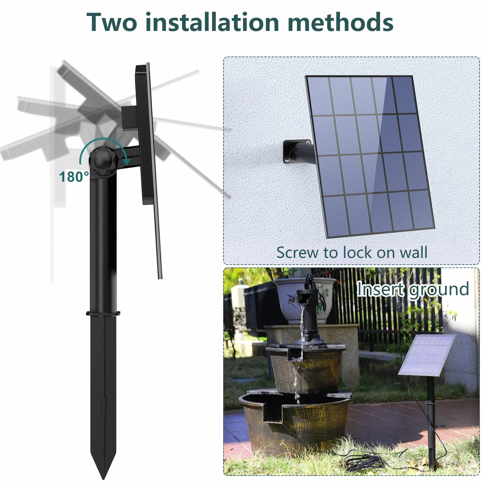 AMZtime Fontanna solarna 3,5 W "zrób to sam" z przewodem wodnym 1,5 m i słupkiem, ulepszona pompa do stawu, fontanna solarna z 17 efektami, solarna pompa wodna, fontanna do stawu ogrodowego, ptaków,