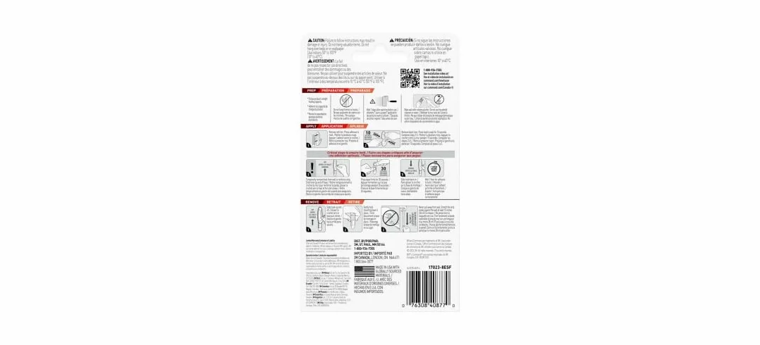 Command 08482000511, Large, White, (17023P-ES), 6 Refill Strips, 6 Count