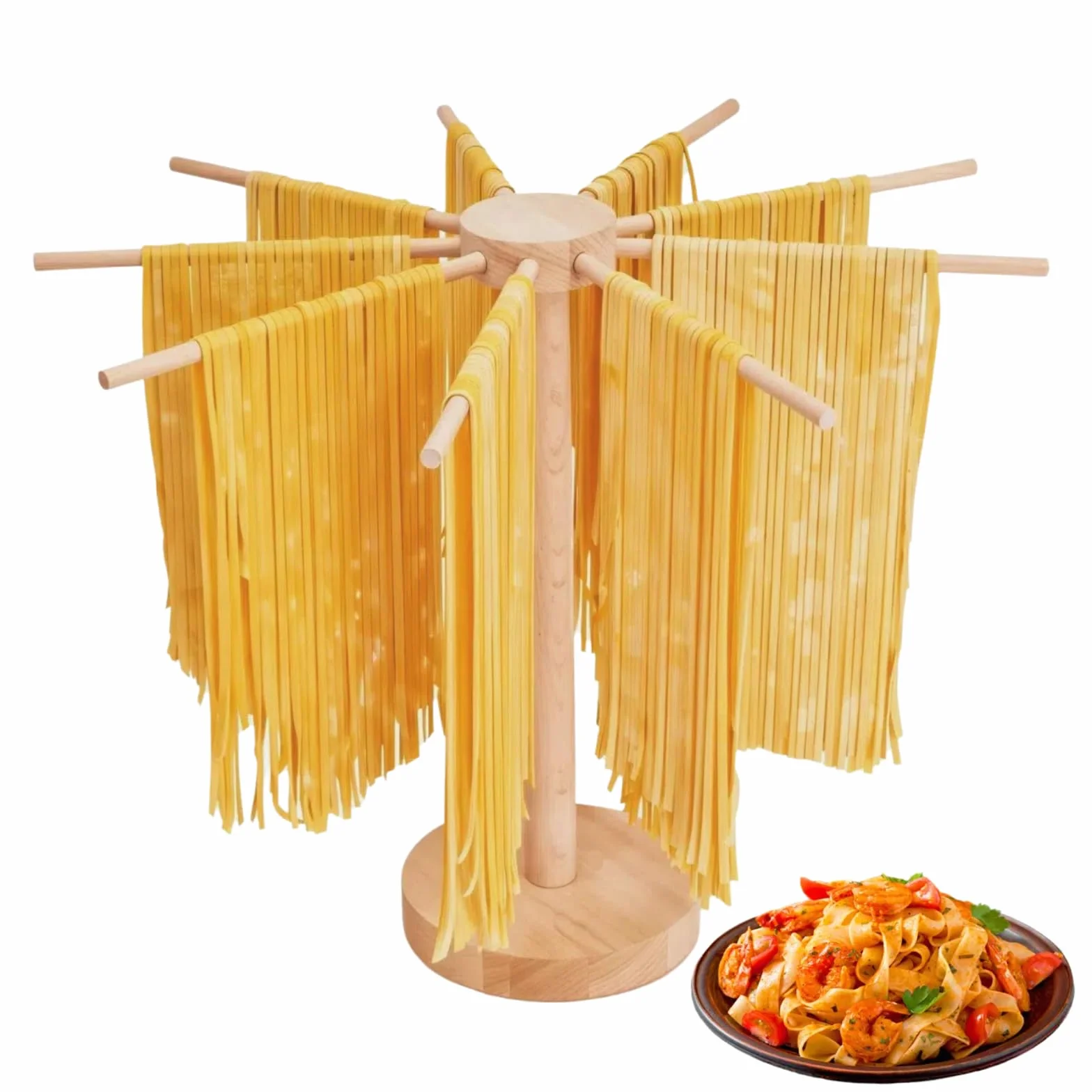 Stojak do suszenia makaronu, duży, drewniany stojak do suszenia makaronu, składany, do świeżego makaronu, stojak na suszarkę do makaronu, drewniany składany stojak do robienia makaronu z 9 batonami