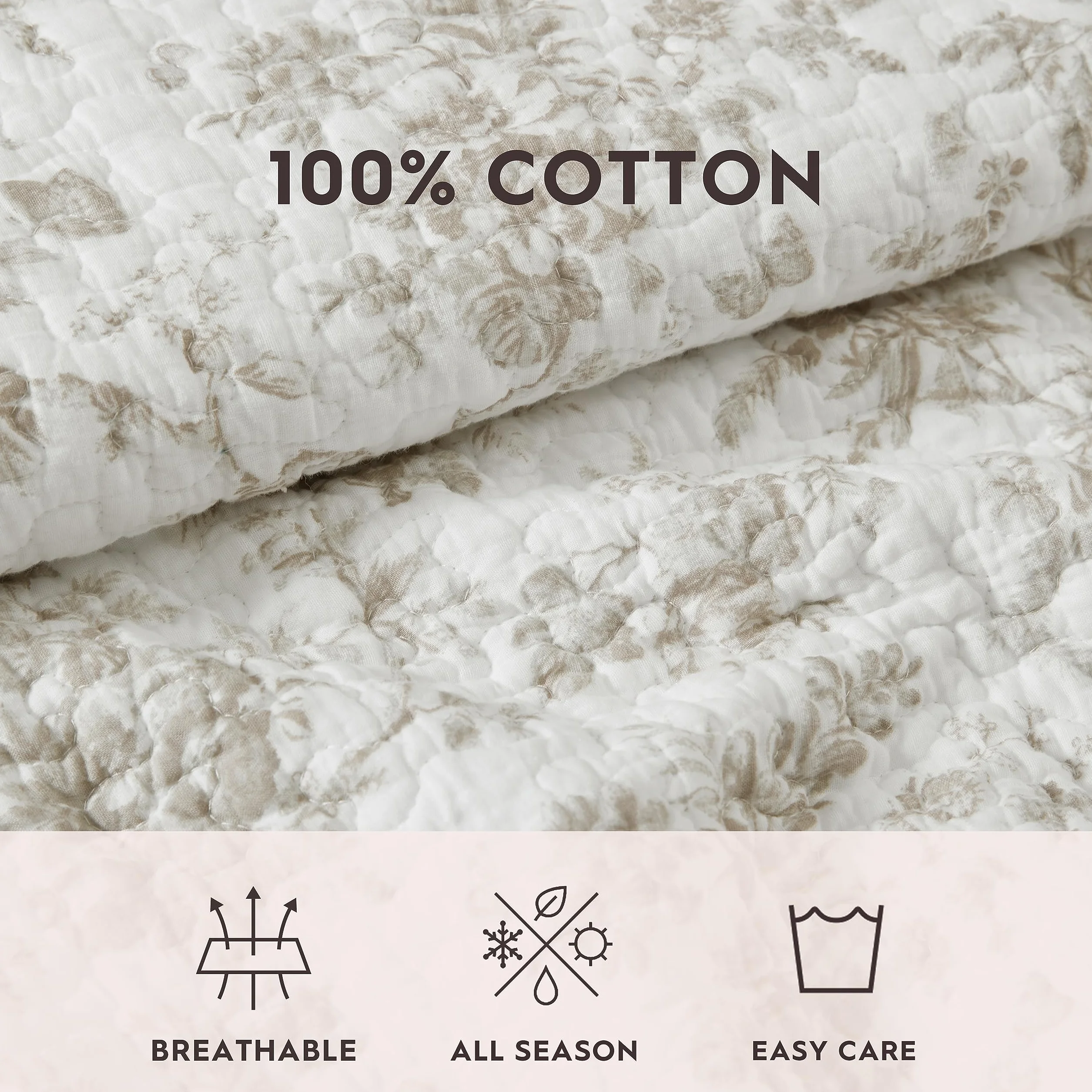 Laura Ashley Komplet pościeli w rozmiarze full/queen, dwustronna pościel bawełniana z kwiatowym wzorem i pasującymi poszewkami, wystrój domu na każdą porę roku (ogród otoczony murem, brązowa)