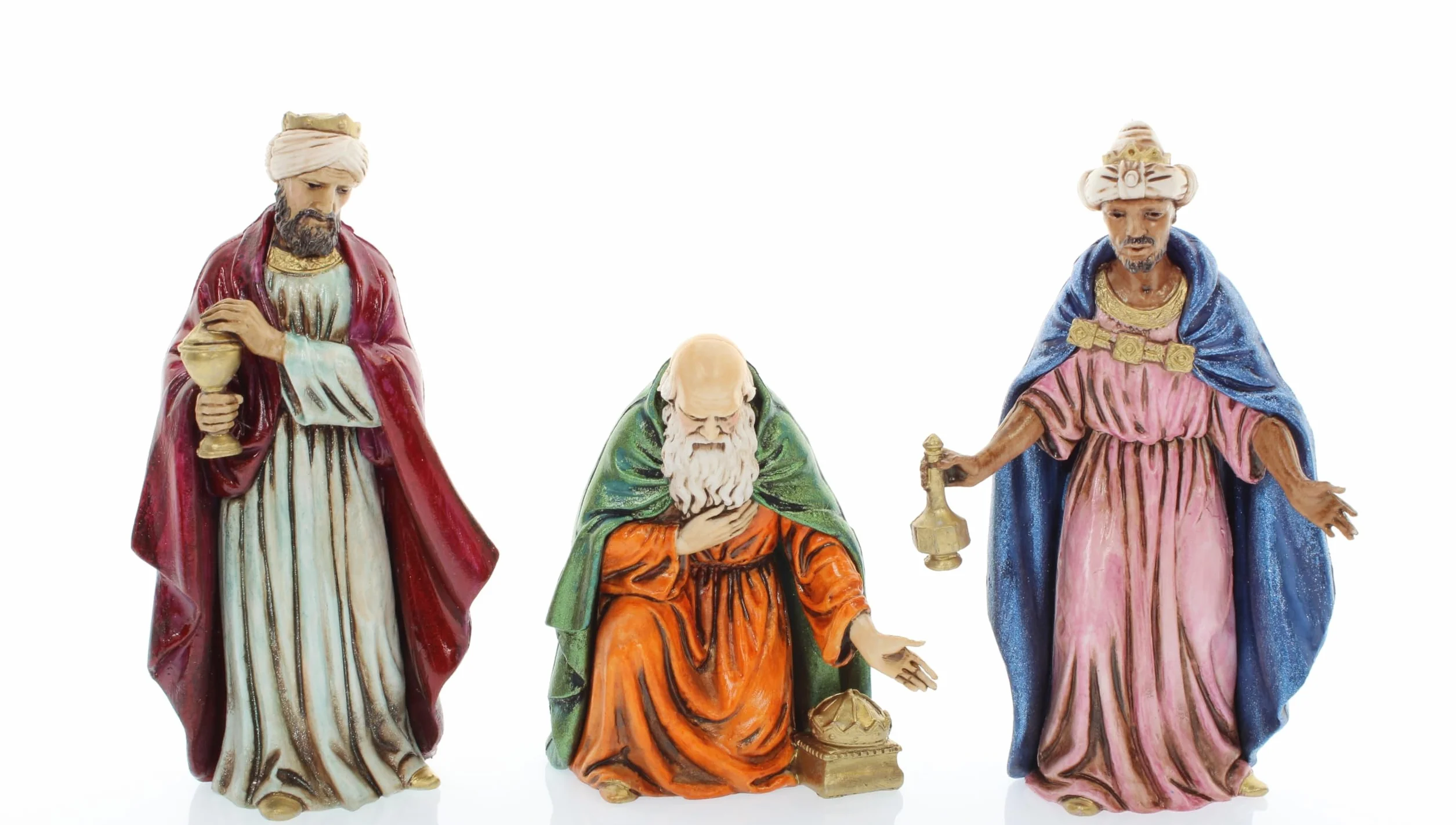 Moranduzzo Tris Król Mędrców do szopki 12 cm w skali 1:15 - Niezniszczalne figurki do szopki - styl 700", ręcznie wykończony obraz, oficjalny produkt, wyprodukowany we Włoszech, rzeźbiarz M. Landi