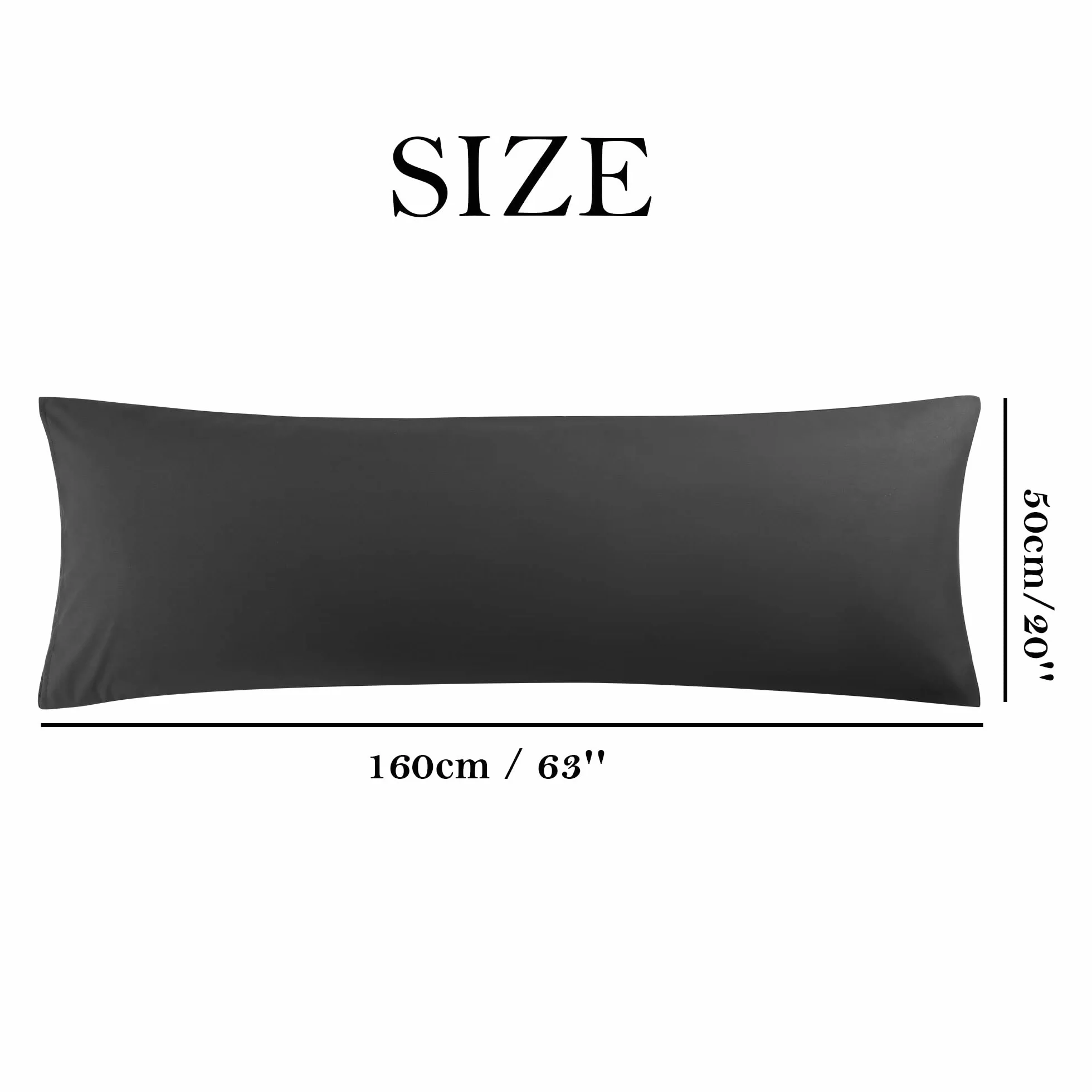 PiccoCasa Poszewka na poduszkę 50 x 160 cm, długa, z zamknięciem hotelowym, z mikrofibry, poduszka do spania na boku, kolor czarny