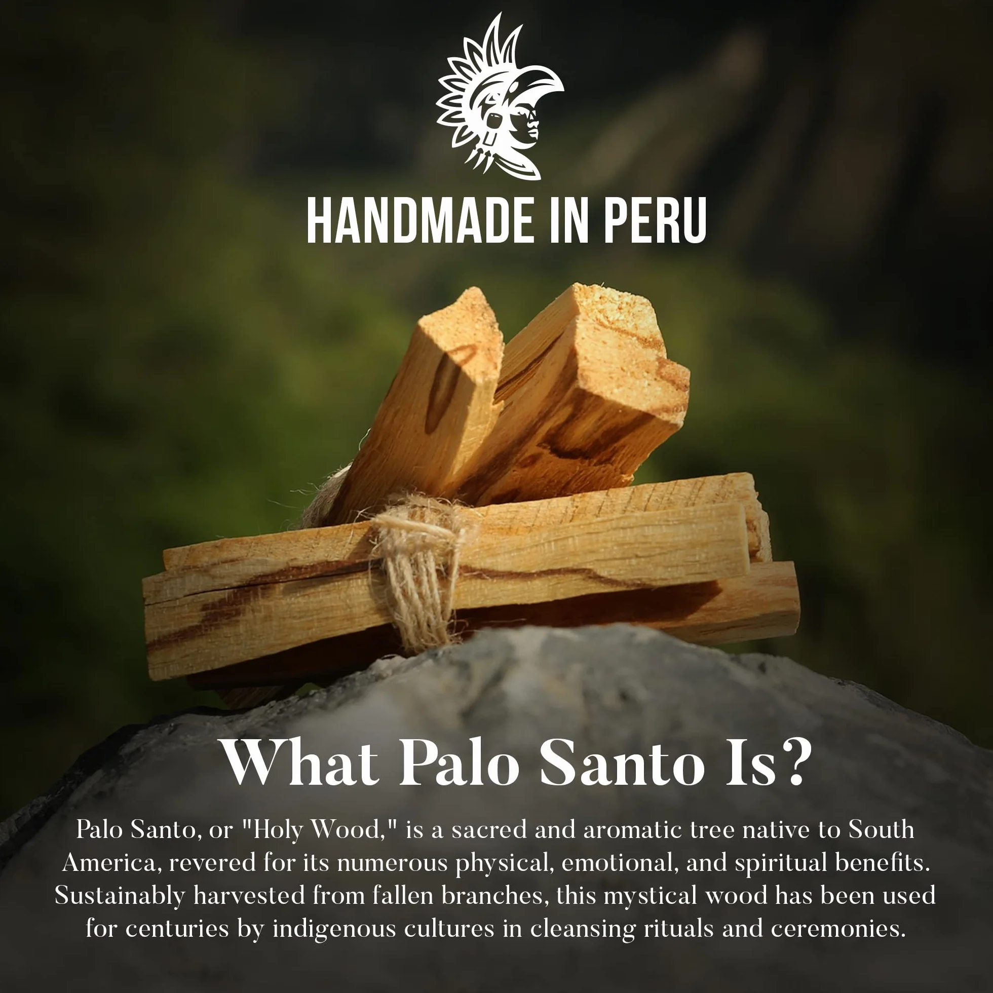 PORTENTUM Naturalne kadzidło Palo Santo - 100 g. Pochodzenie Peru - święte drewno do palenia, autentyczne Palosanto, kadzidło Palo Santo w opakowaniu premium