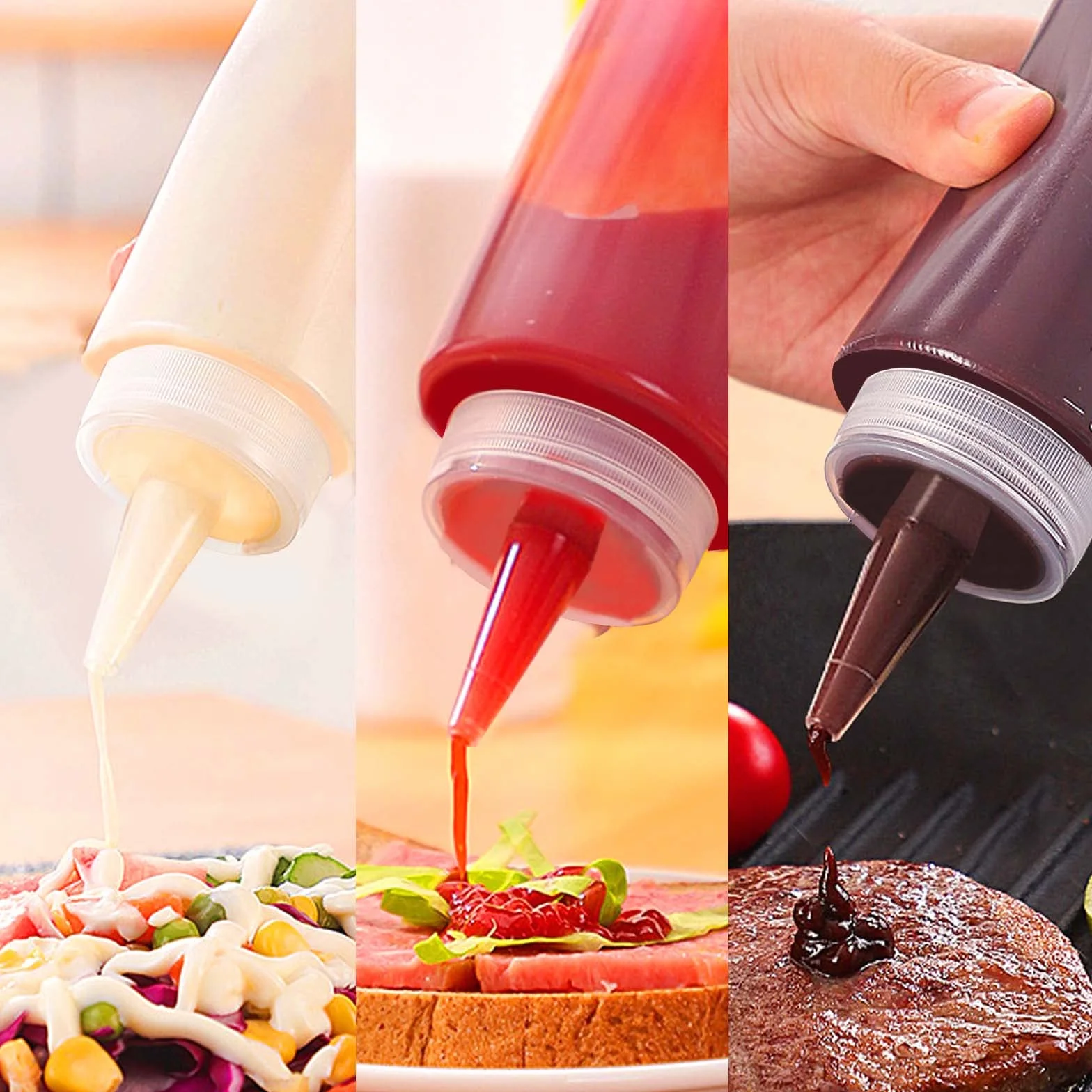 Butelka do wyciskania 250 ml przezroczysty dozownik do sosu