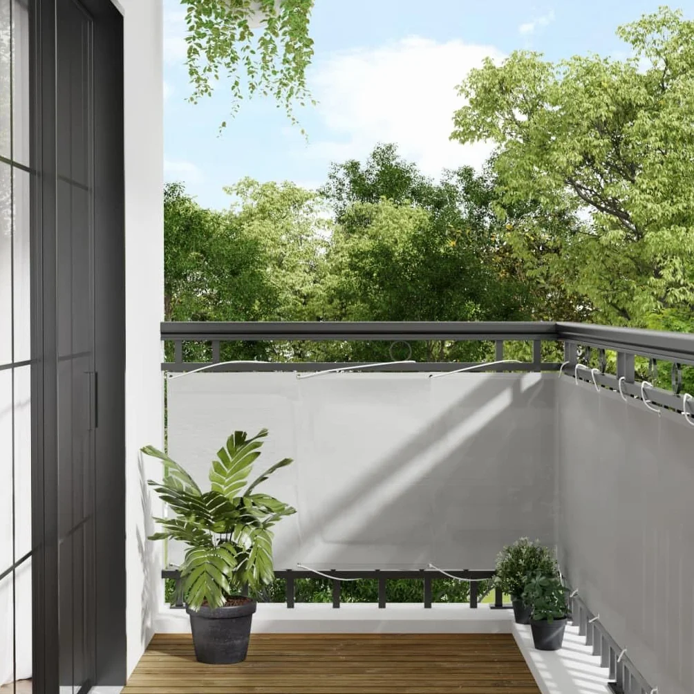 vidaXL Parawan balkonowy, jasnoszary, 75x400 cm, 100% poliester Oxford, parawan na balkon, ekran zasłaniający na balkon, osłona na balkon
