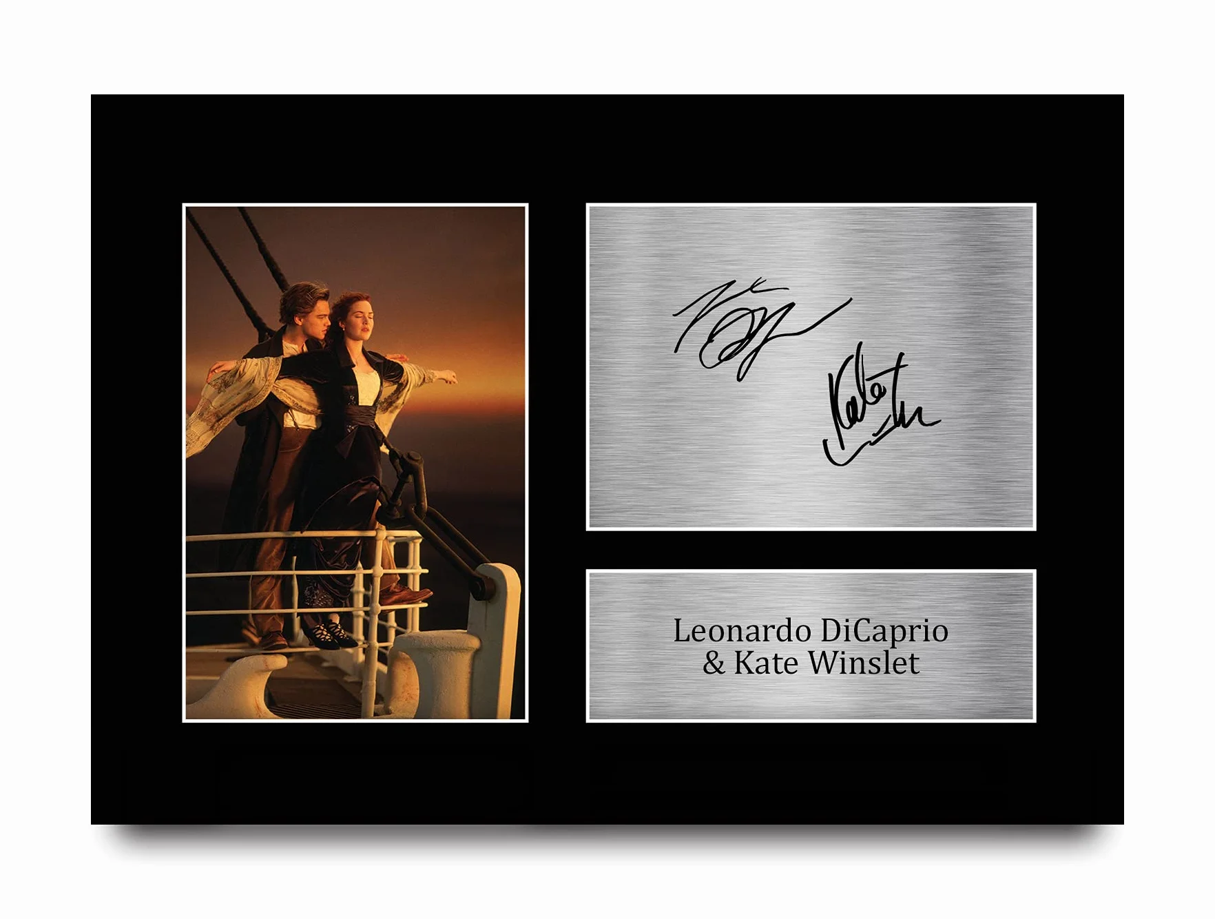 HWC Trading A4 Leonardo DiCaprio & Kate Winslet Titanic Prezenty Drukowane Podpisane Zdjęcie Z Autografem Dla Fanów Pamiątek Filmowych
