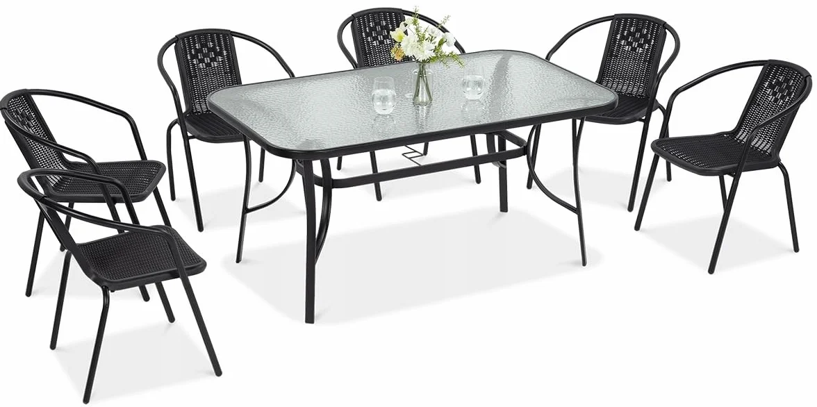 Zestaw Mebli Jadalnianych Focus Garden Ogrodowych Simple Stół 150x90cm 6x Krzesło Grafit 1 szt