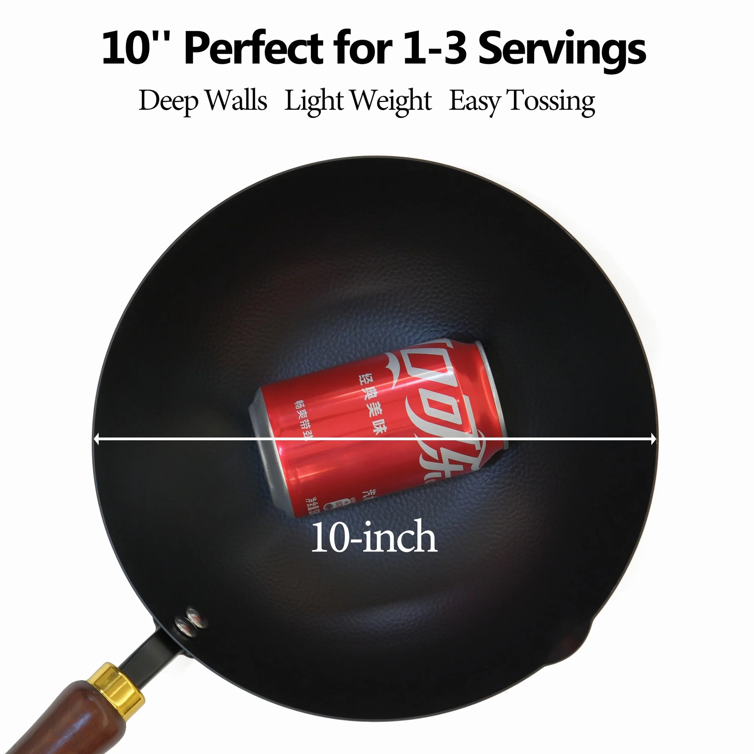 Souped Up Recipes Wok ze stali węglowej 25 cm do kuchenek indukcyjnych gazowych z pokrywą