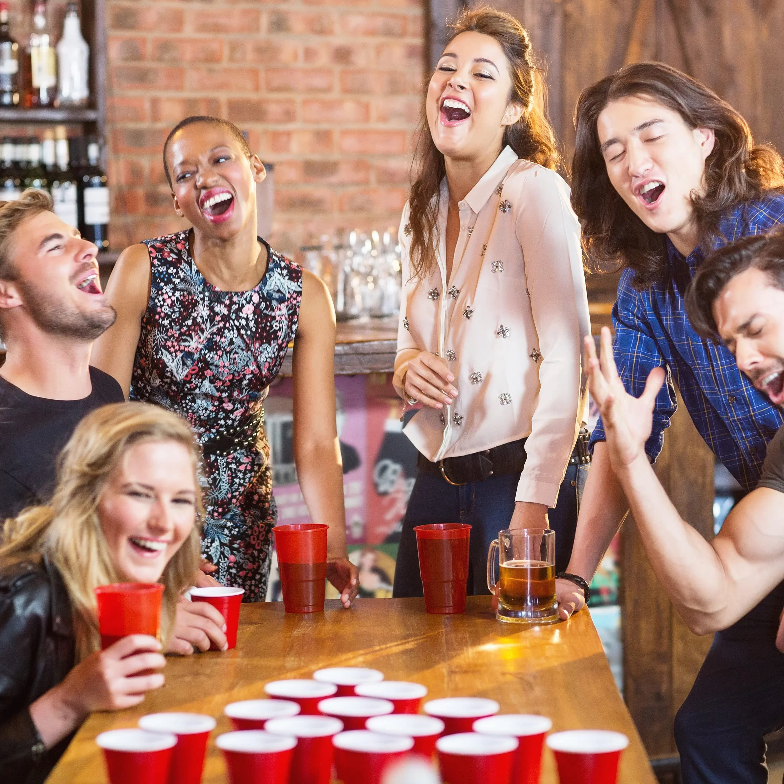 Relaxdays Beer Pong Kubki Plastikowe Czerwony 50 Sztuk