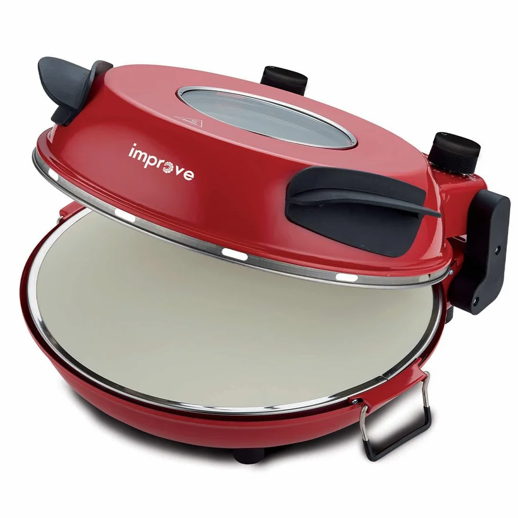 Piec do pizzy IMPFEP33BPB, czerwony, kamień ogniotrwały, 1200 W, termostat 5 stopni