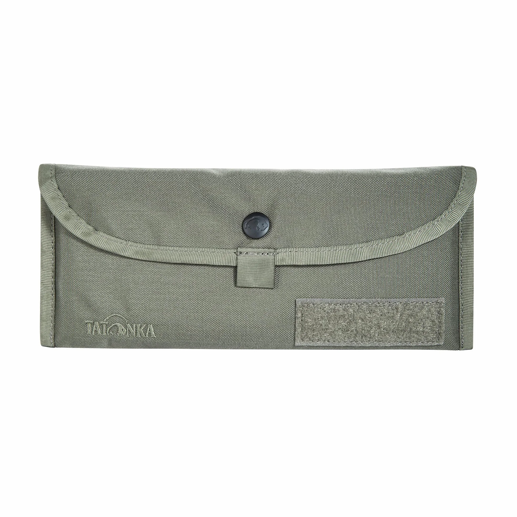 Tatonka Torba na sztućce BC - wytrzymała torba do przechowywania z materiału Cordura na sztućce outdoorowe - 25 x 11 cm, Stone Grey Olive, 25 x 11 cm, Kieszeń na sztućce z zatrzaskiem i szlufkami