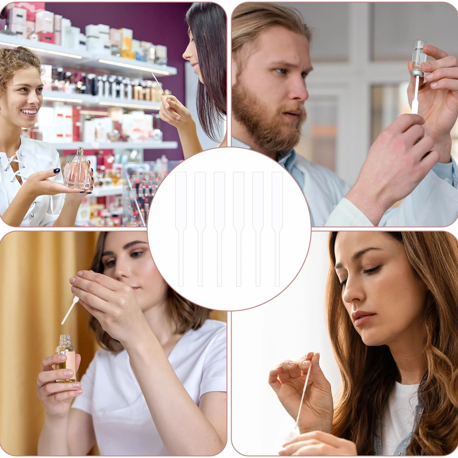 cobee 100 sztuk pasków testowych do perfum, jednorazowe paski do testowania zapachów, olejków eterycznych, aromaterapii (kwadratowa głowica)