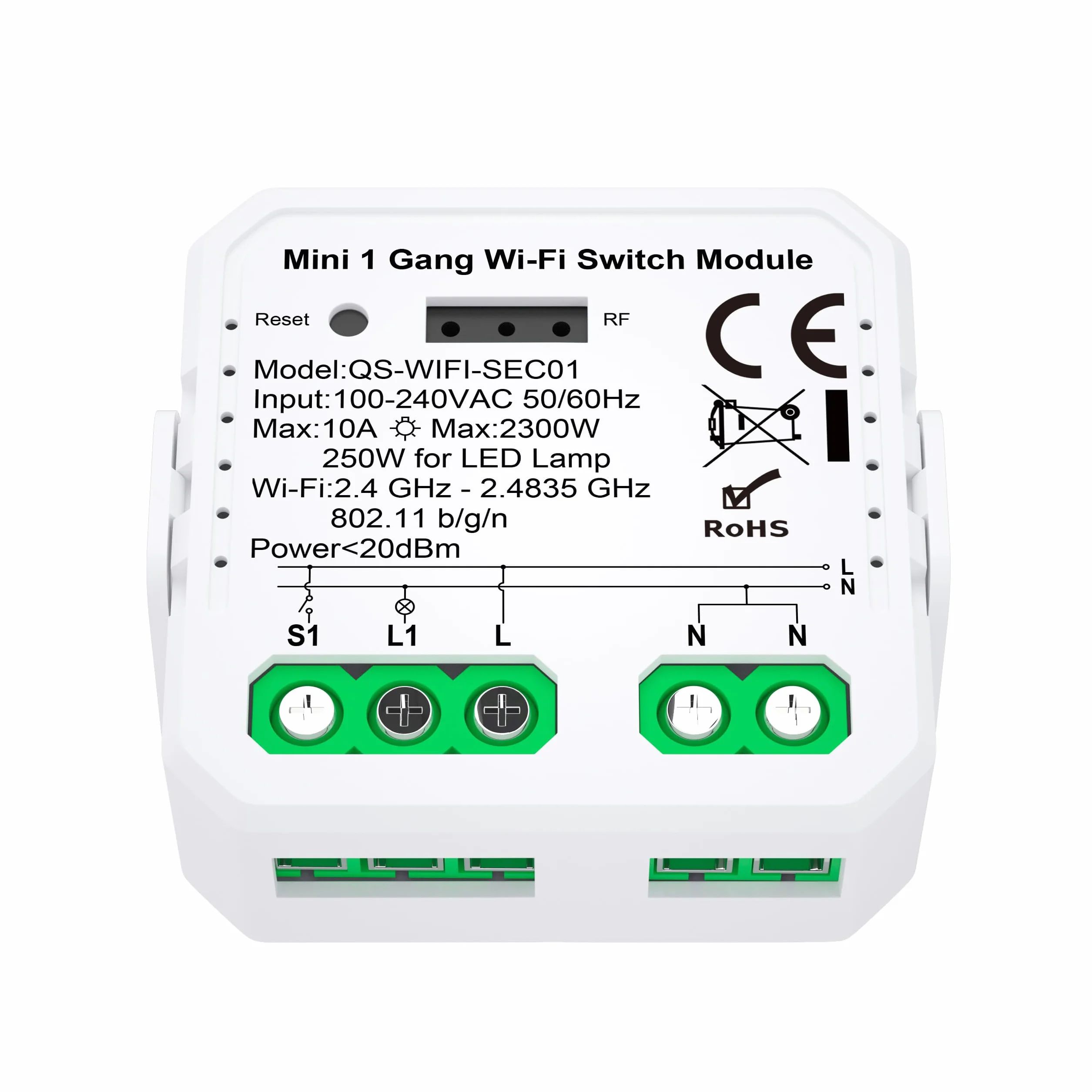 Przekaźnik sterownik światła WIFI Tuya/Smart Life jednokanałowy V3