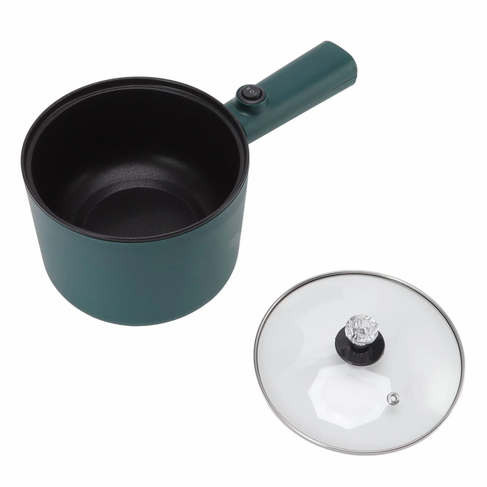 Gorący Garnek Elektryczny, Mini Garnek do Ramen 1,8 L Szybkowar do Makaronu Nieprzywierająca Patelnia do Smażenia Mini Garnek 2 Tryb Temperatury 6 Funkcji z Długim Uchwytem Kuchenka(#1)