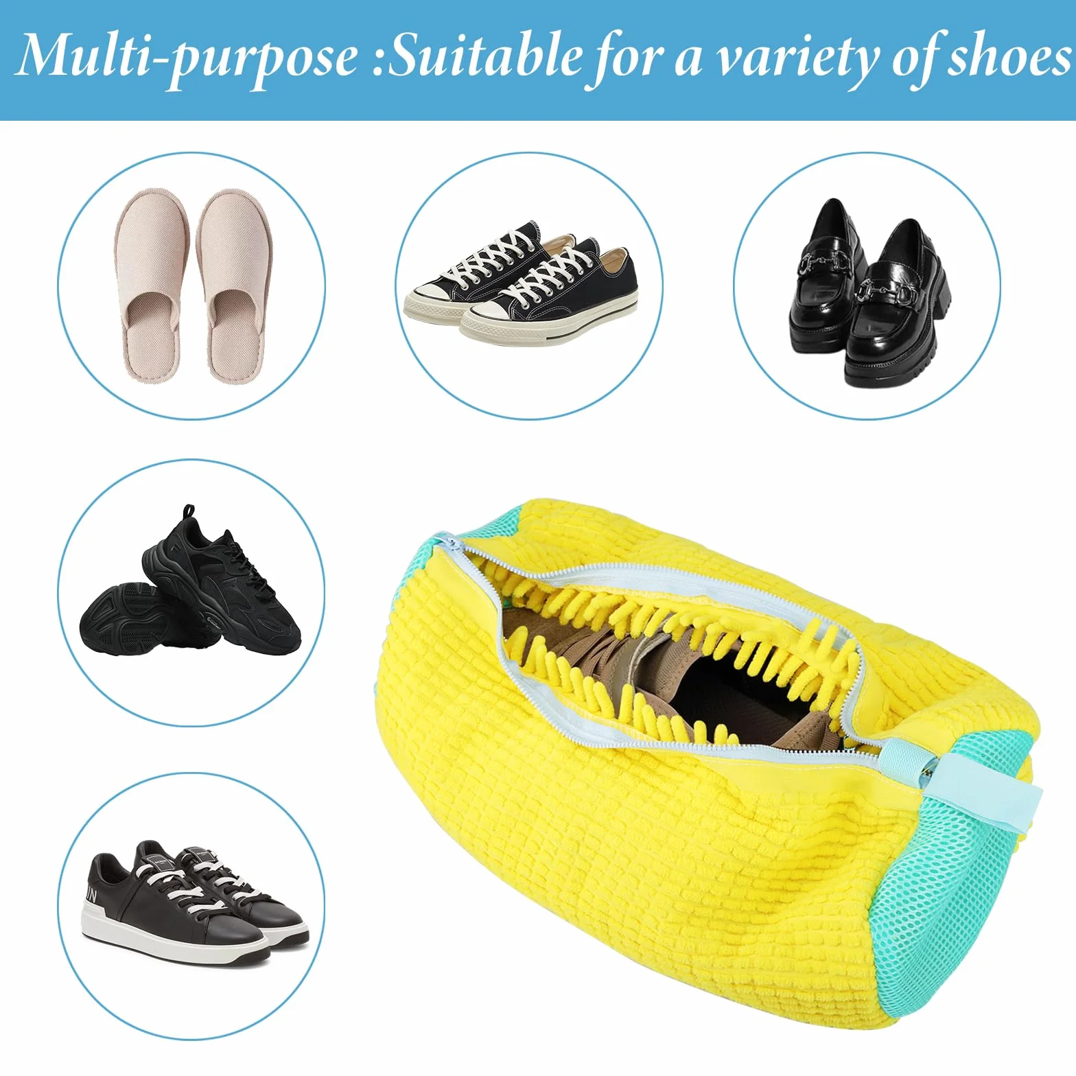 Worki do prania butów, 2 sztuki, do pralki, 39 x 19 cm, worek do prania butów typu sneaker, siatka na pranie wielokrotnego użytku, z zamkiem błyskawicznym