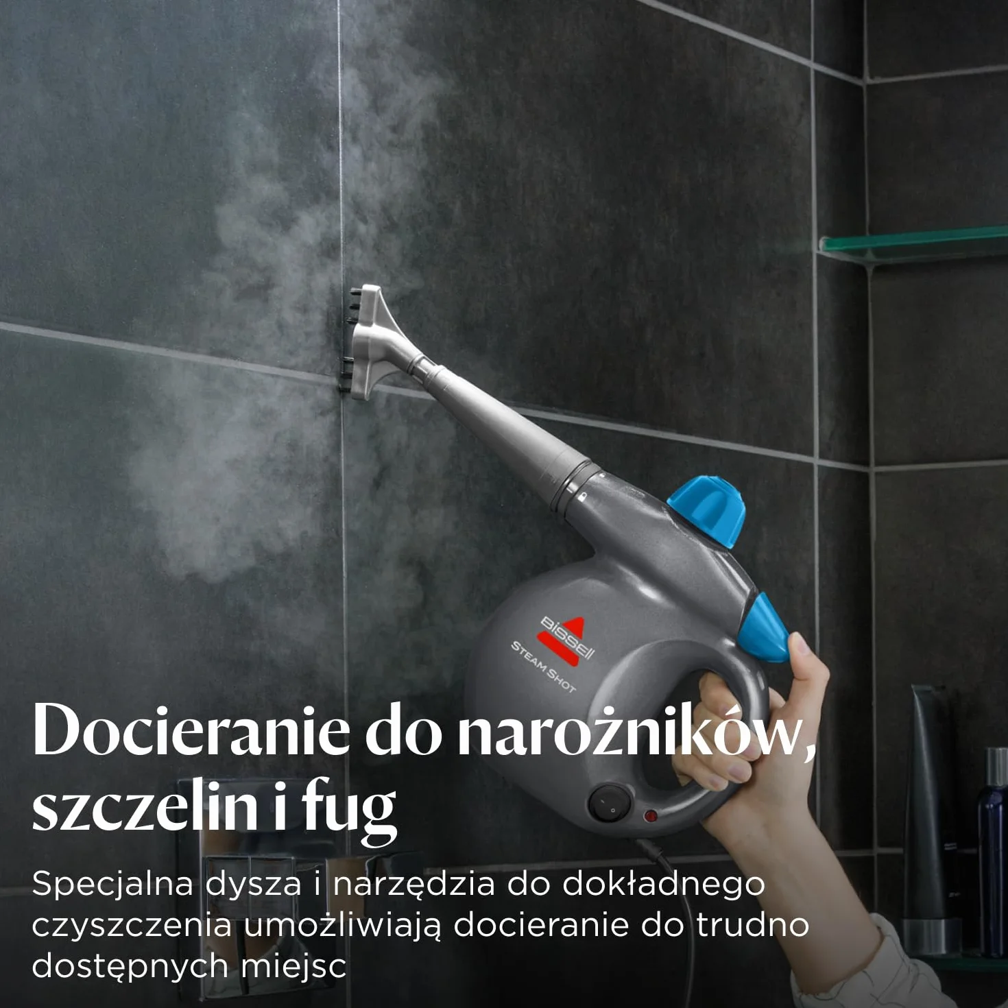 BISSELL Steam Shot, ręczne urządzenie do czyszczenia parą z 10 akcesoriami, wielofunkcyjne, przenośne urządzenie do czyszczenia parą, do blatów, płytek, fug, kuchni, łazienki, okien, 4267N