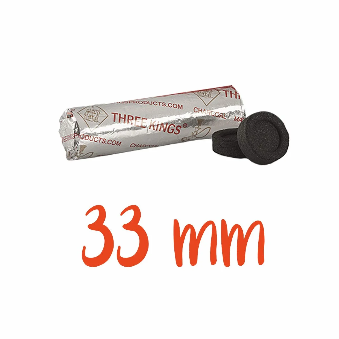 Three Kings Węgiel – 33 mm – 10 rolek sziszy – samozapłon