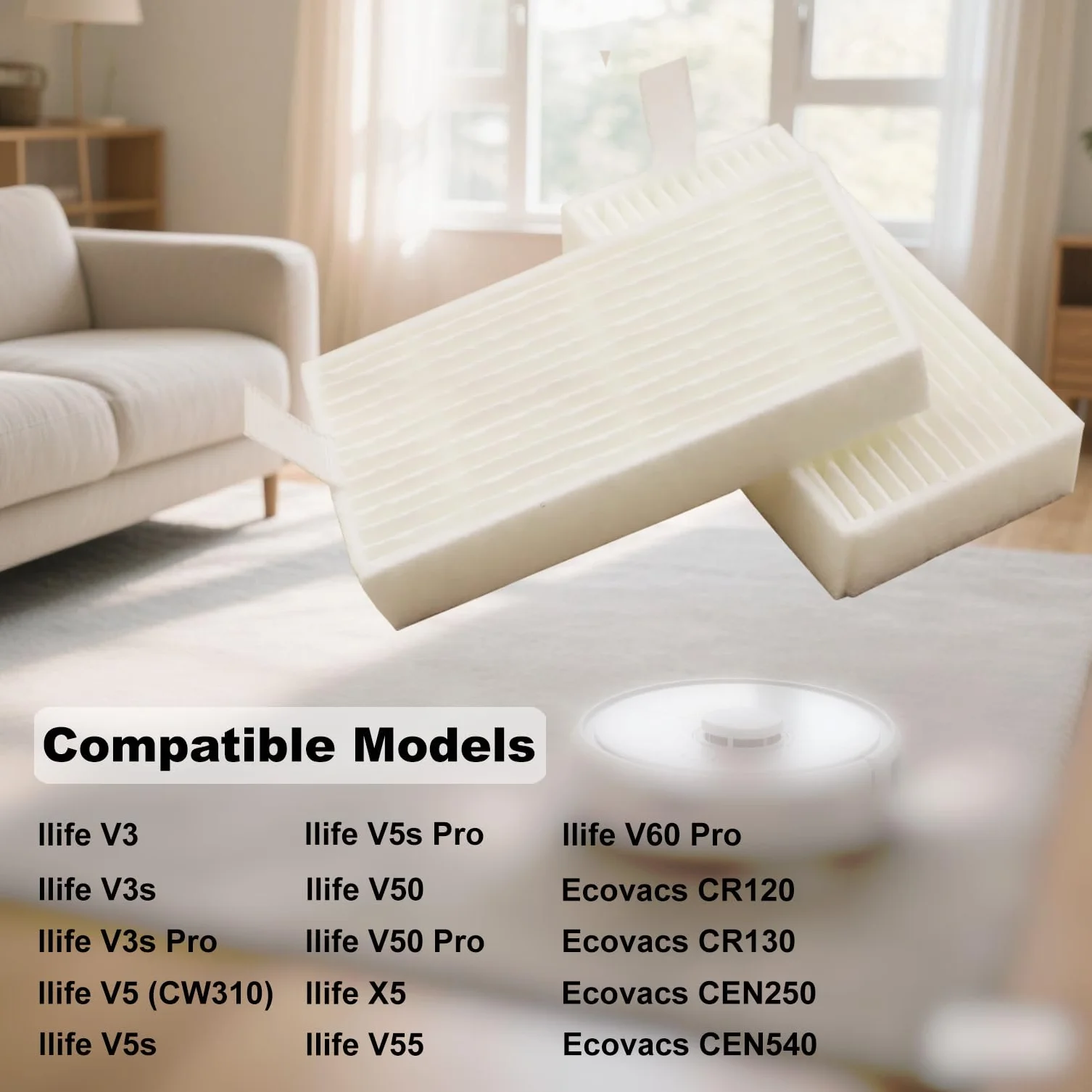 Filtr HEPA do odkurzaczy ILIFE, filtry zamienne do ILIFE V3, V3S, V3S Pro, V5, V5S, V5S Pro V5s Pro 2 V5s Plus Noisz S5 Robotic Vacuum Cleaner Robot Vacuum Filters