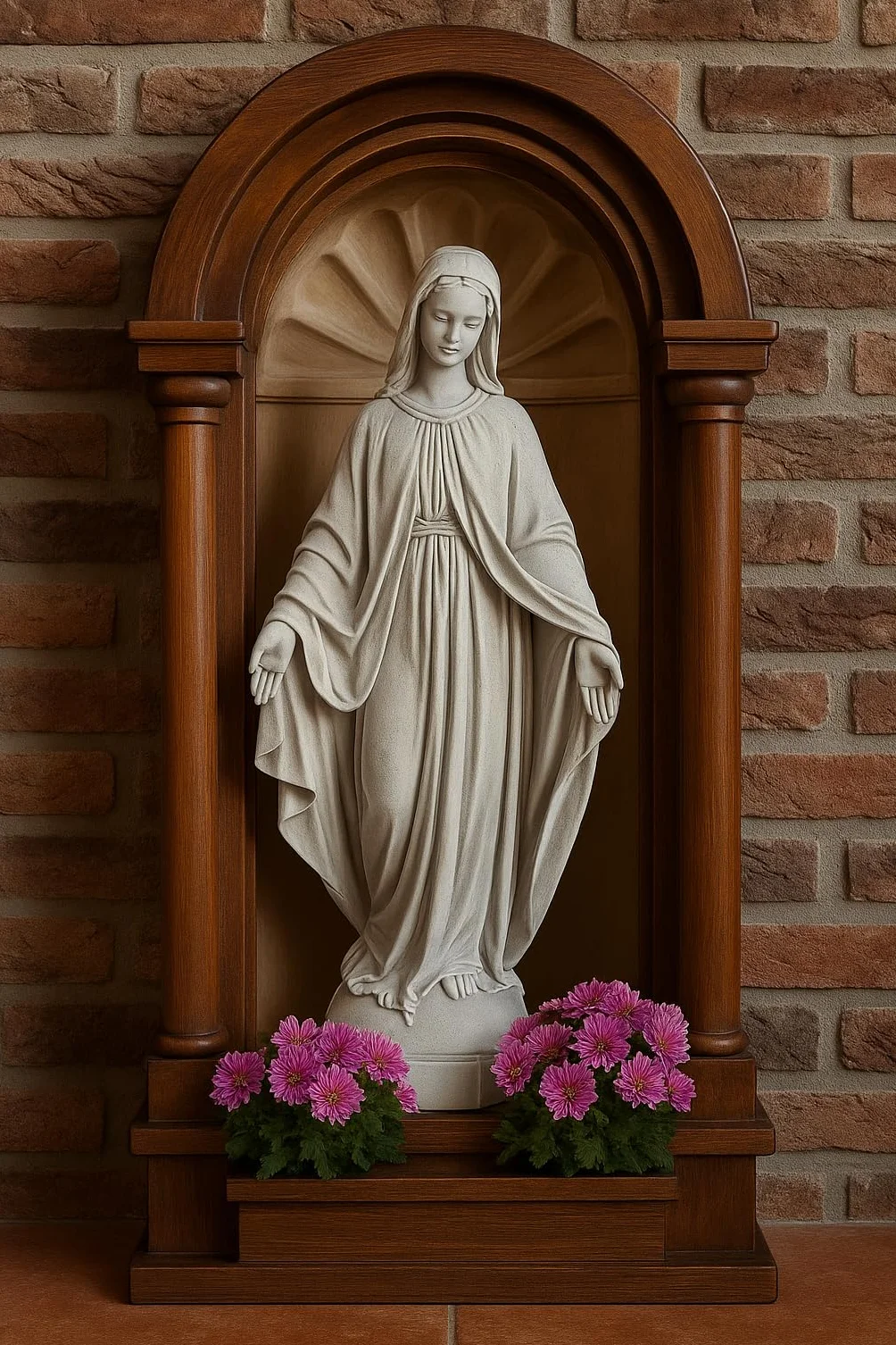 Green Lane Garden Figurka Maryi Panny, rzeźba, zewnętrzna lub wewnętrzna, przypominająca kamień, posąg religijny, biała, szara, jeden rozmiar, 680
